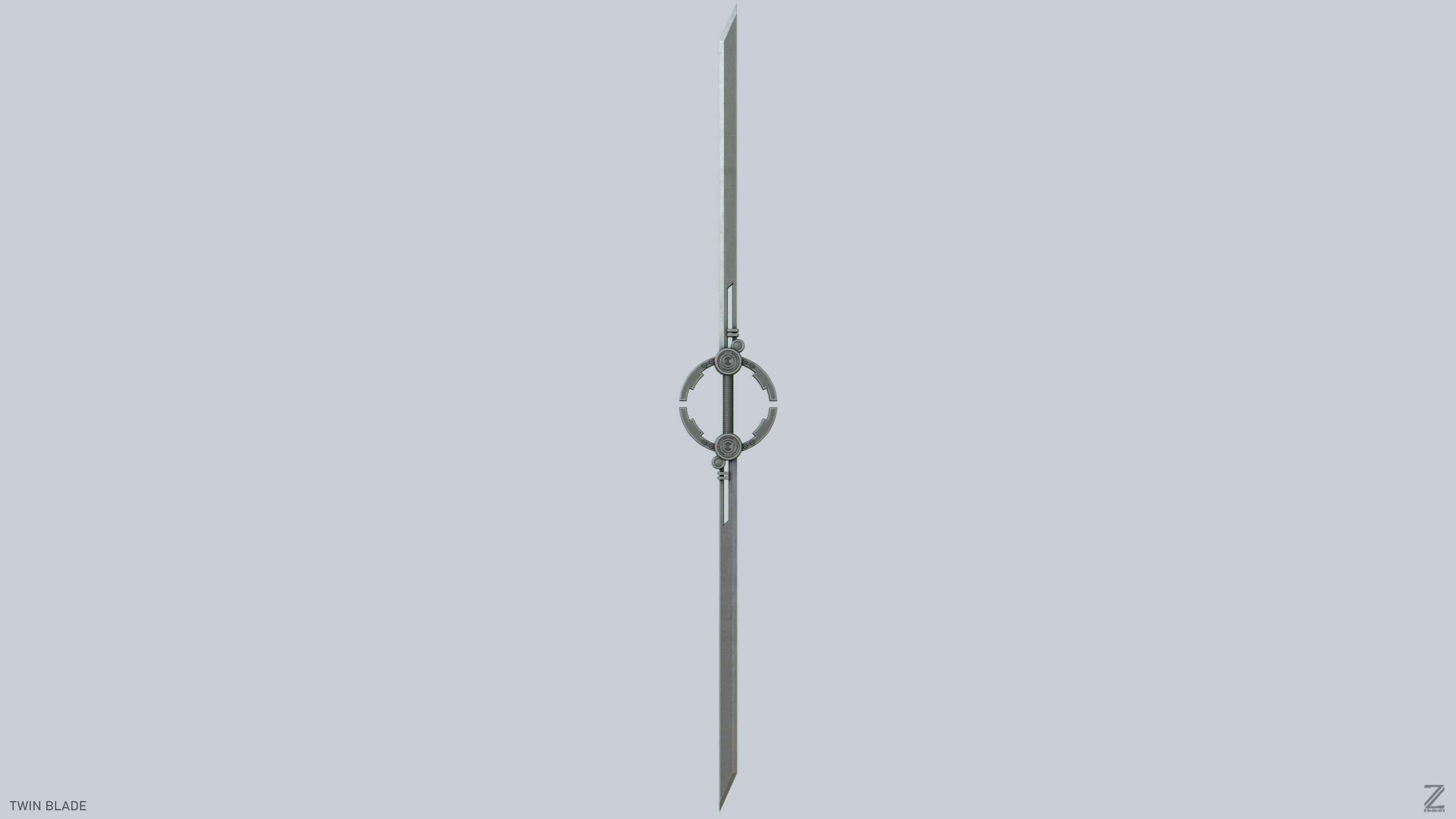 Twinblade Low-poly 3D model_1