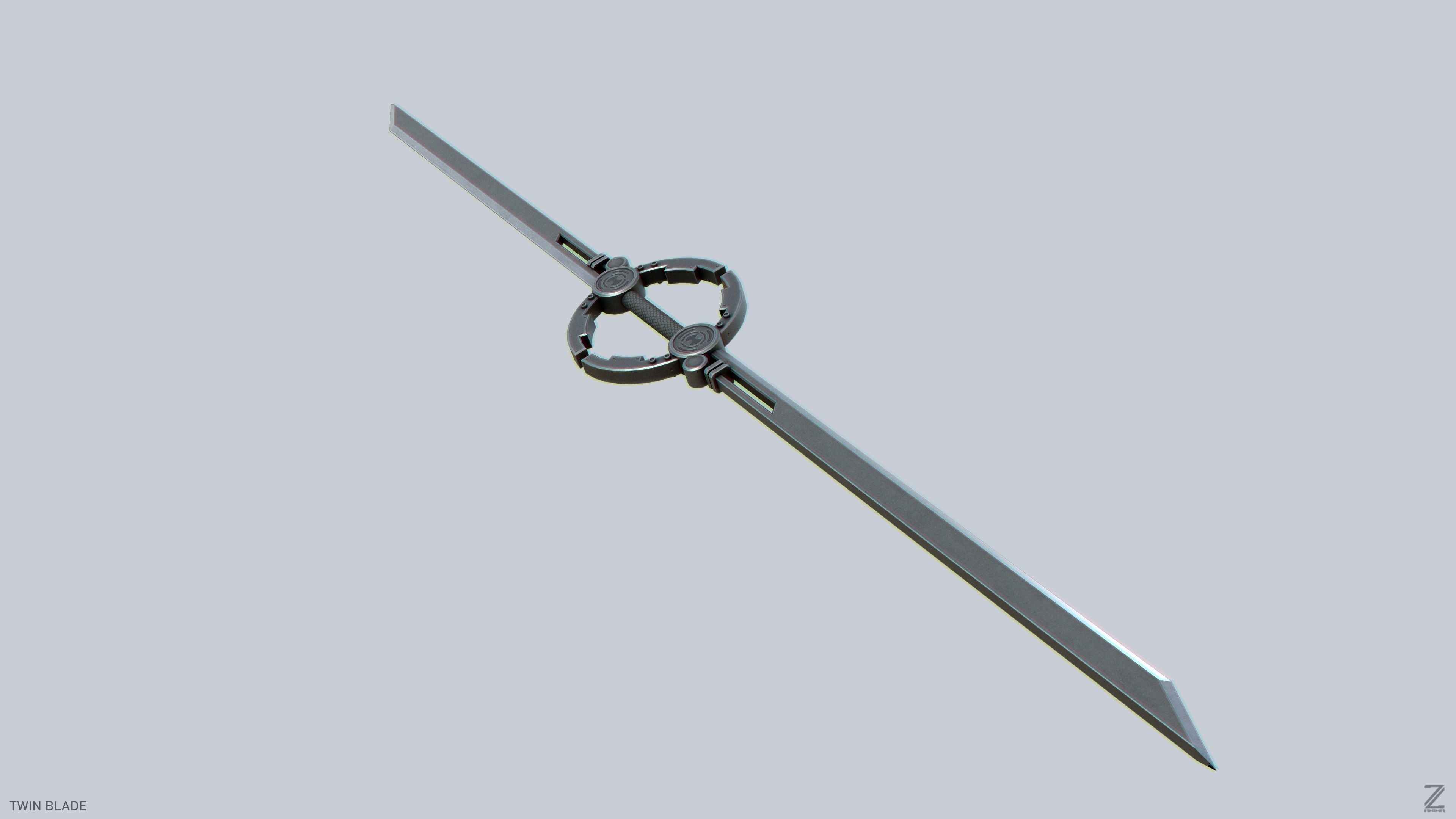 Twinblade Low-poly 3D model_8