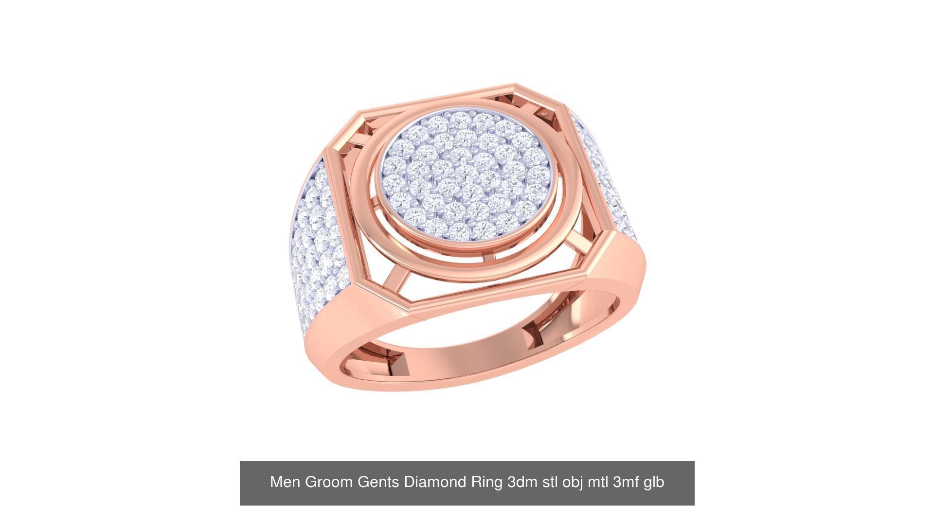 197 Men Groom Gents Diamond Ring 3dm stl obj mtl 3mf glb 3D Model Collection_144