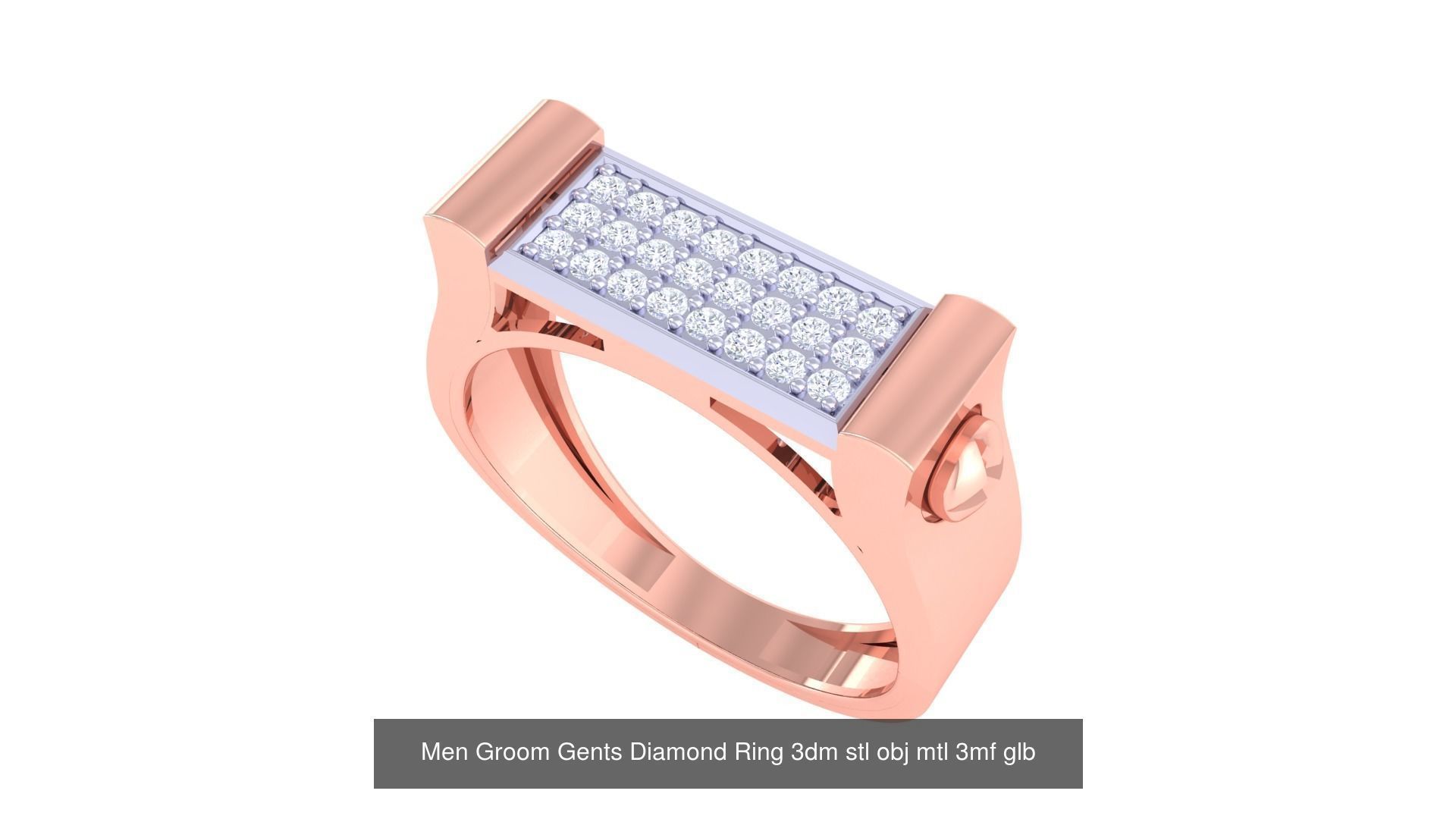 197 Men Groom Gents Diamond Ring 3dm stl obj mtl 3mf glb 3D Model Collection_61