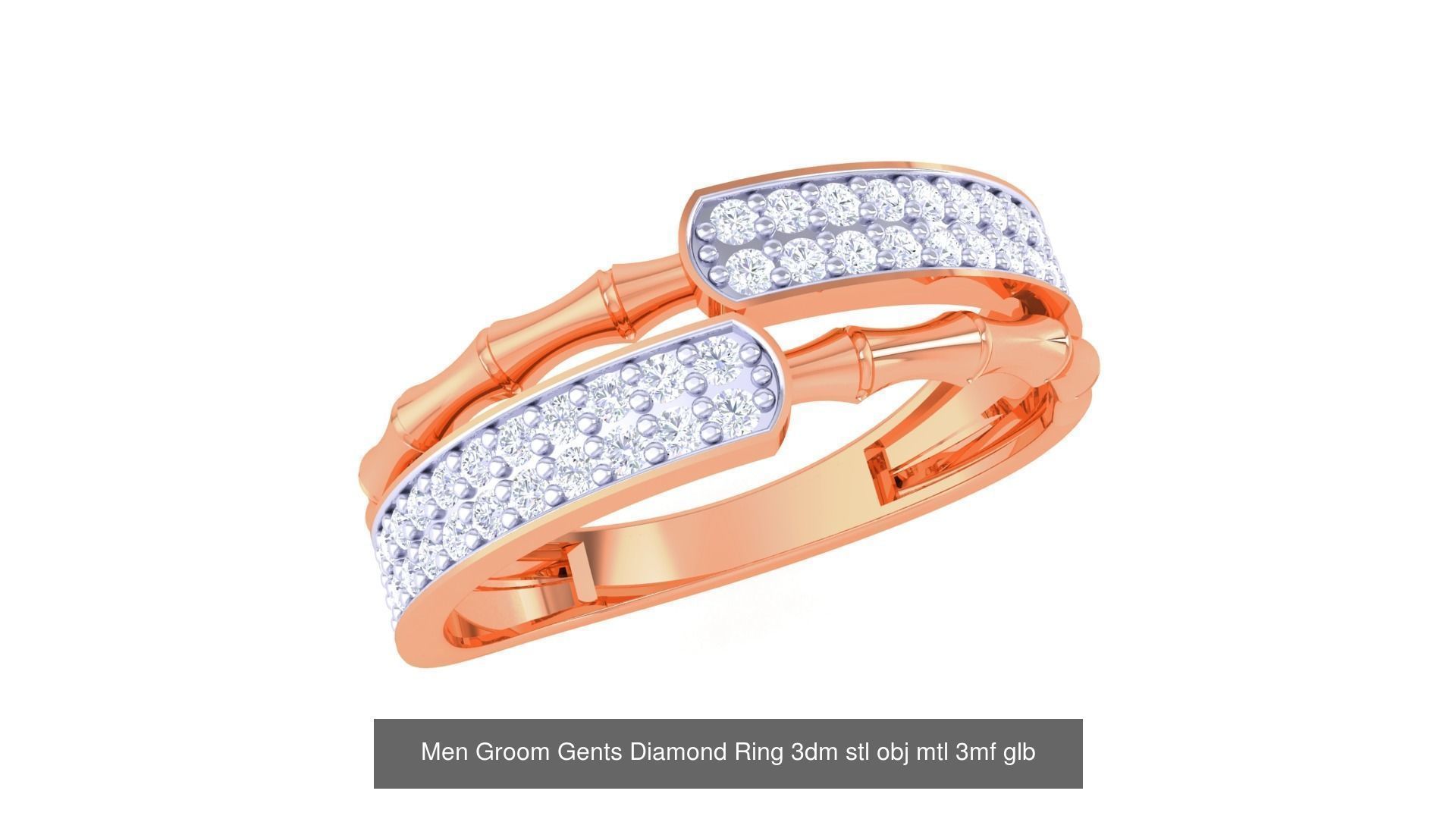 197 Men Groom Gents Diamond Ring 3dm stl obj mtl 3mf glb 3D Model Collection_64