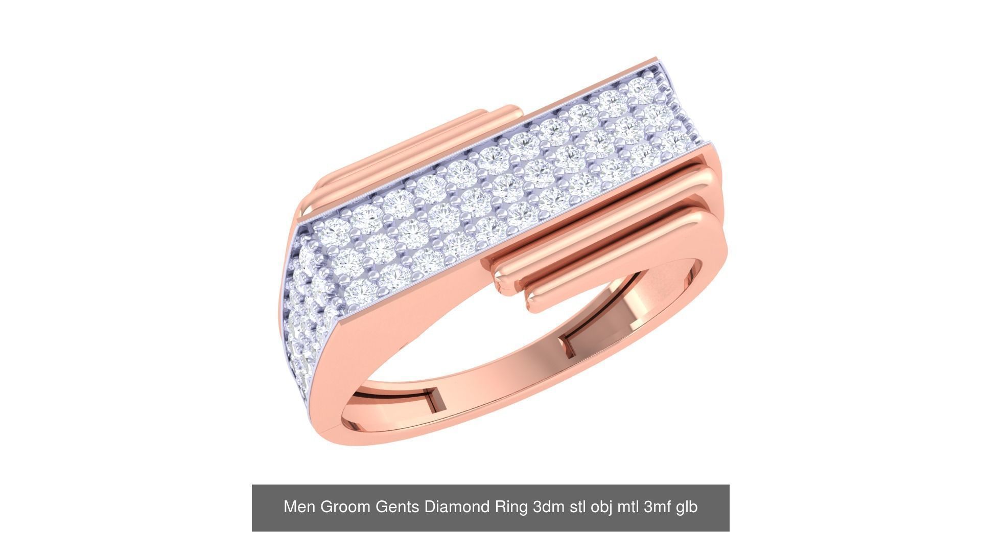 197 Men Groom Gents Diamond Ring 3dm stl obj mtl 3mf glb 3D Model Collection_153