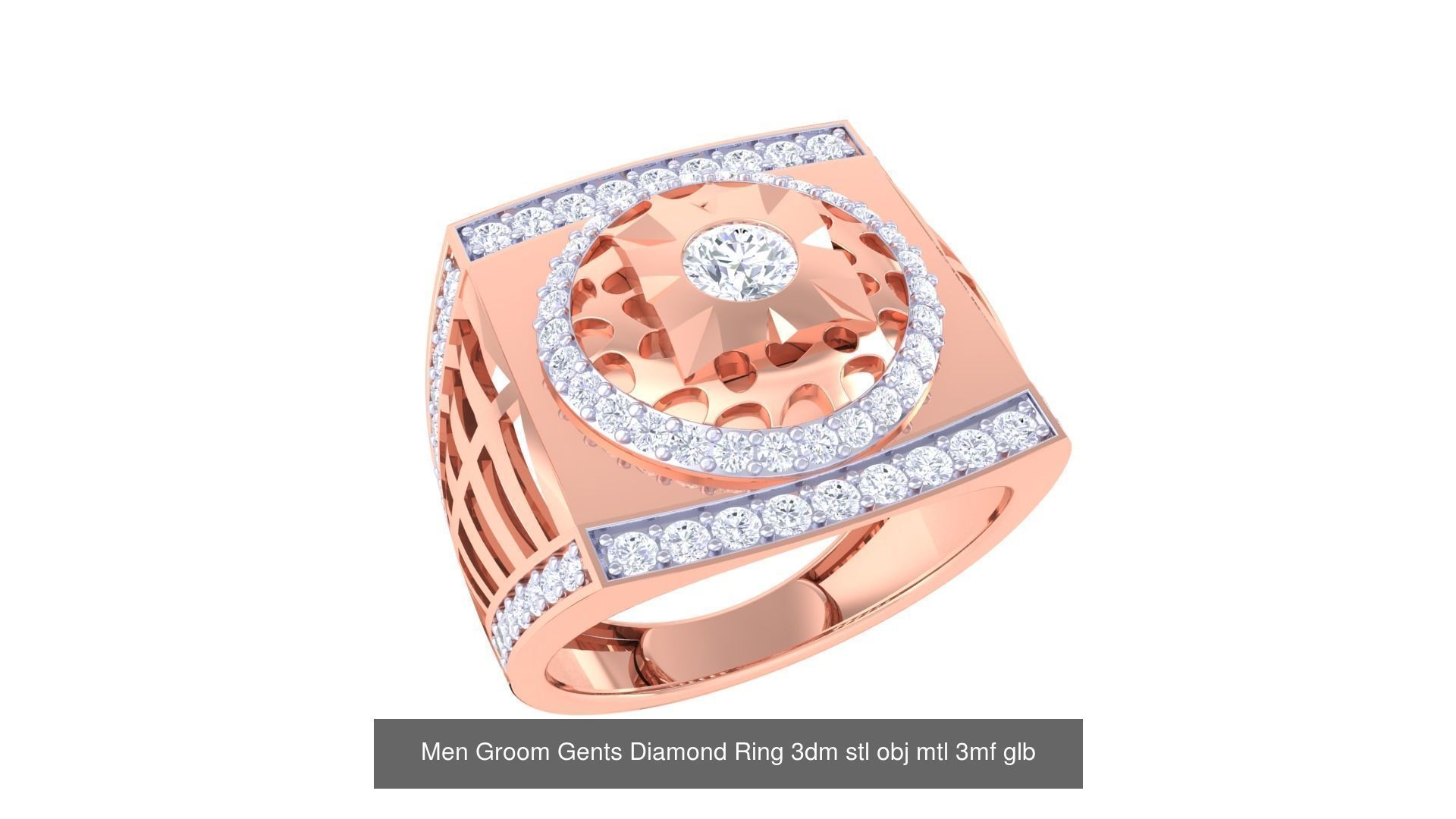 197 Men Groom Gents Diamond Ring 3dm stl obj mtl 3mf glb 3D Model Collection_129