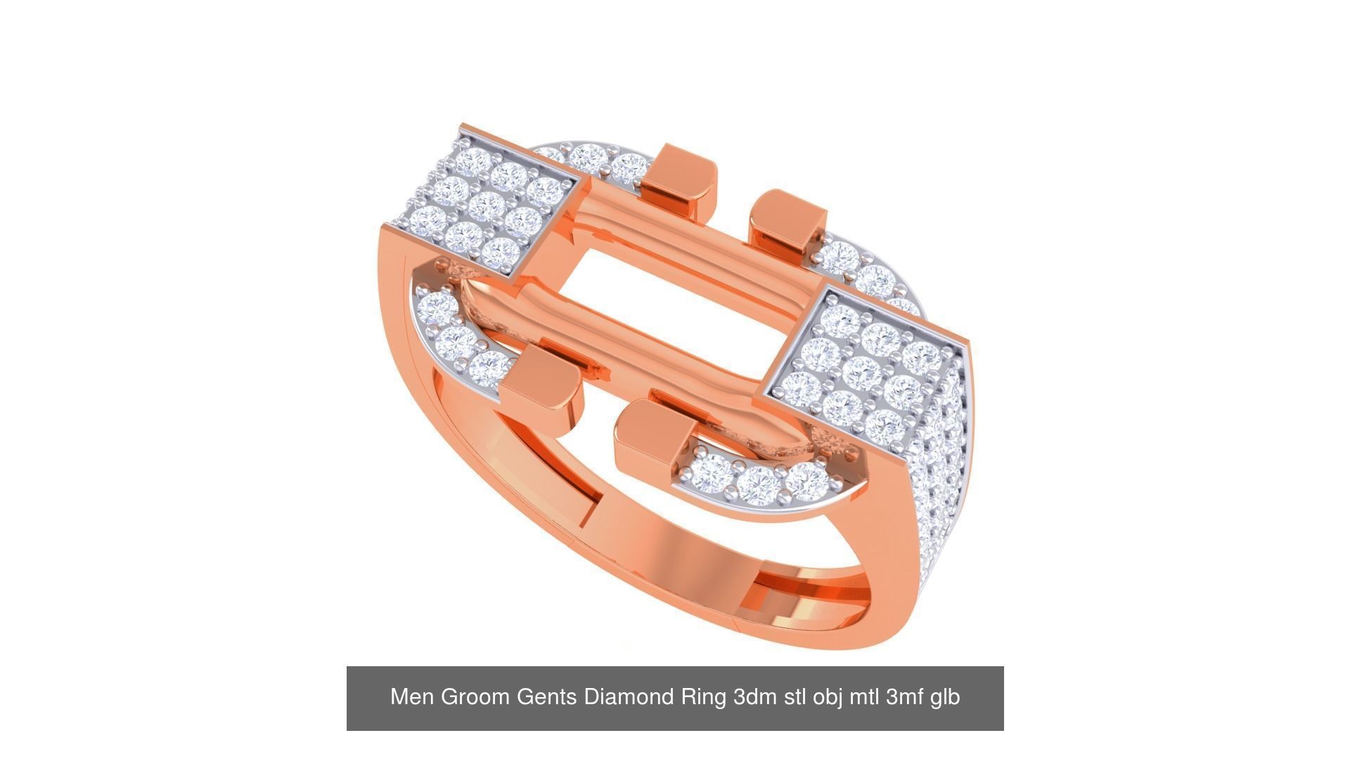197 Men Groom Gents Diamond Ring 3dm stl obj mtl 3mf glb 3D Model Collection_21