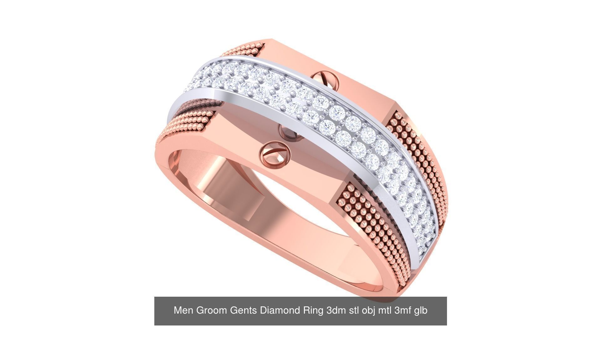 197 Men Groom Gents Diamond Ring 3dm stl obj mtl 3mf glb 3D Model Collection_34