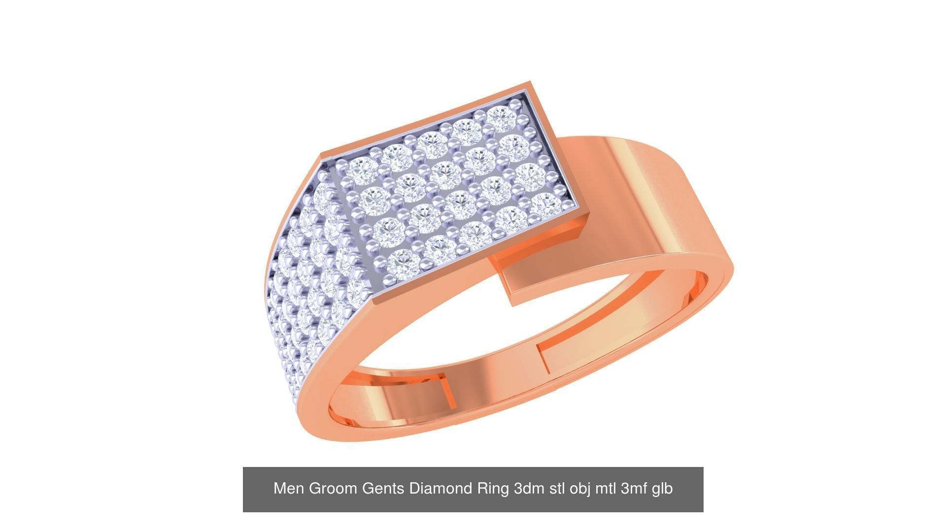 197 Men Groom Gents Diamond Ring 3dm stl obj mtl 3mf glb 3D Model Collection_96