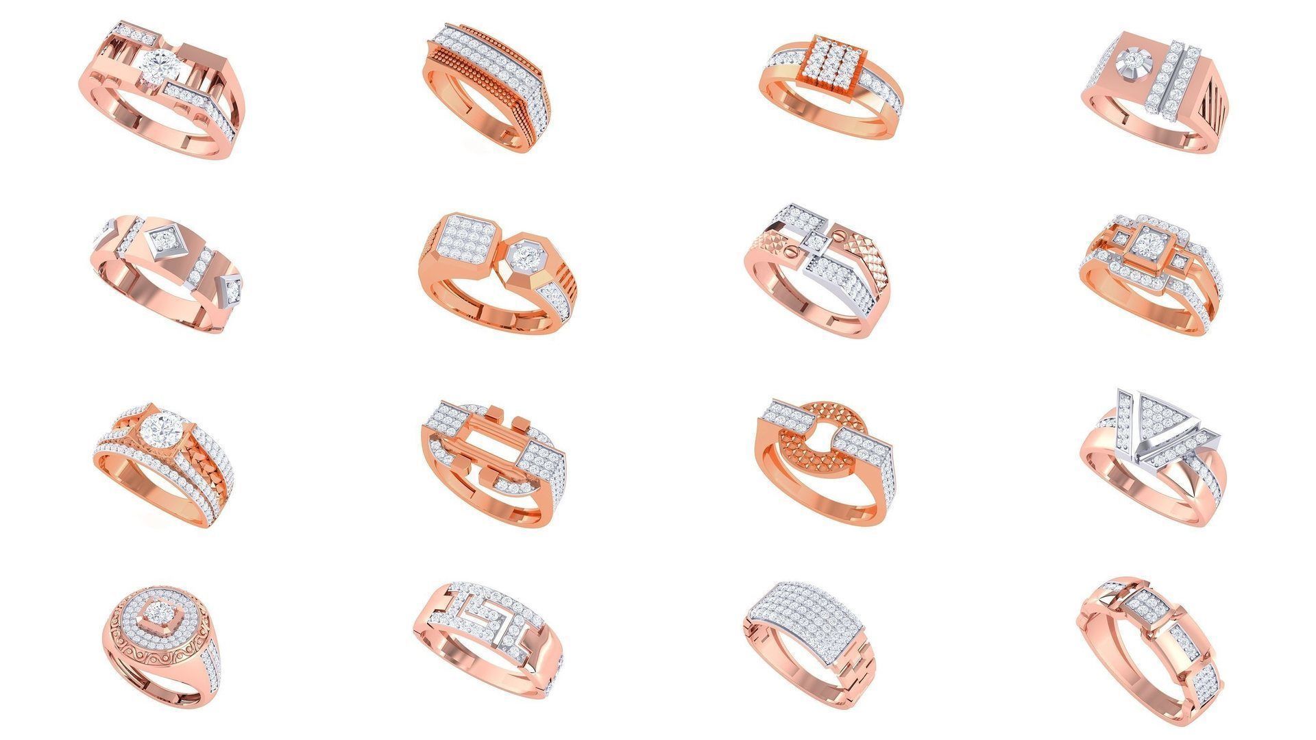 197 Men Groom Gents Diamond Ring 3dm stl obj mtl 3mf glb 3D Model Collection_1