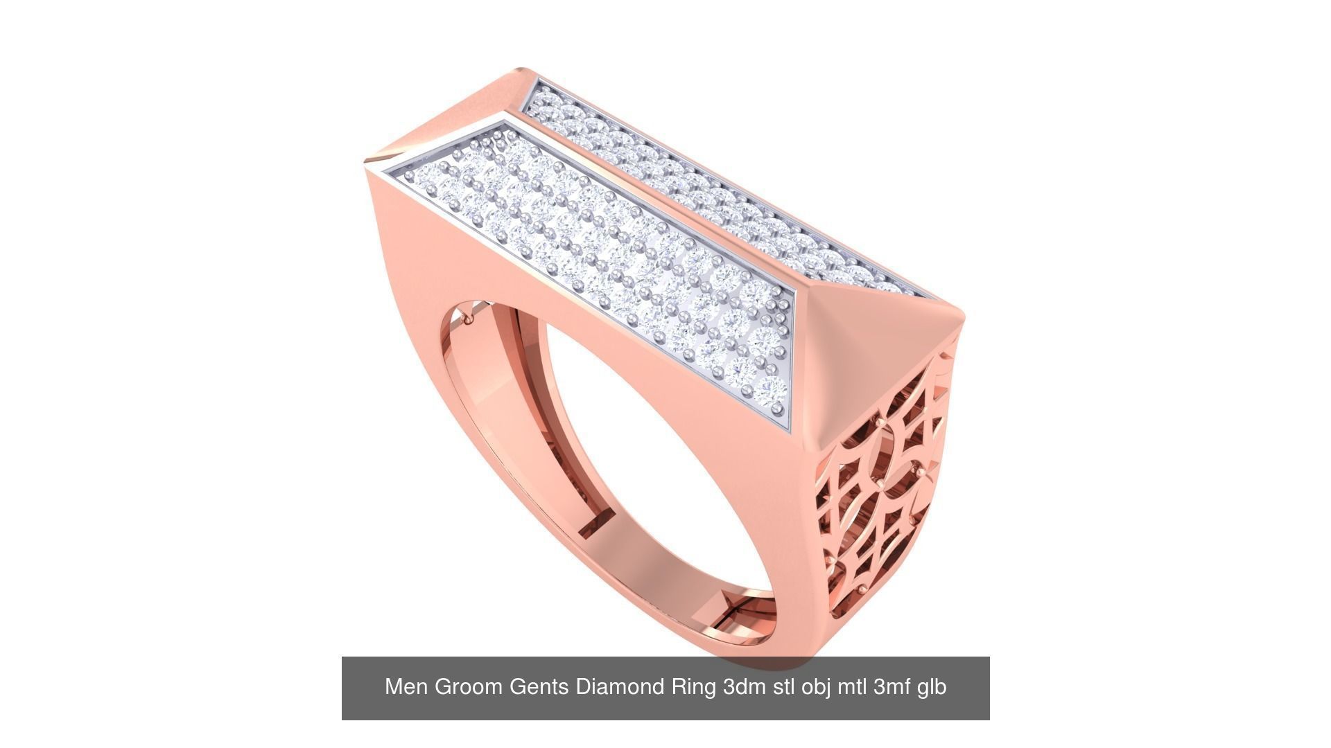 197 Men Groom Gents Diamond Ring 3dm stl obj mtl 3mf glb 3D Model Collection_52