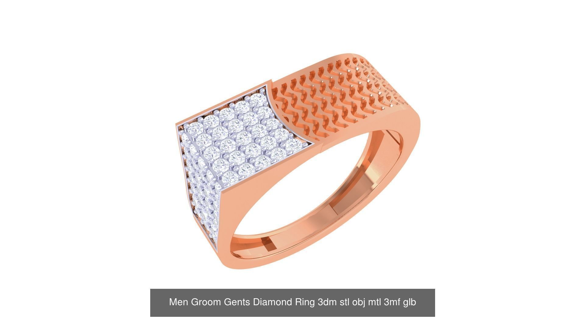 197 Men Groom Gents Diamond Ring 3dm stl obj mtl 3mf glb 3D Model Collection_179