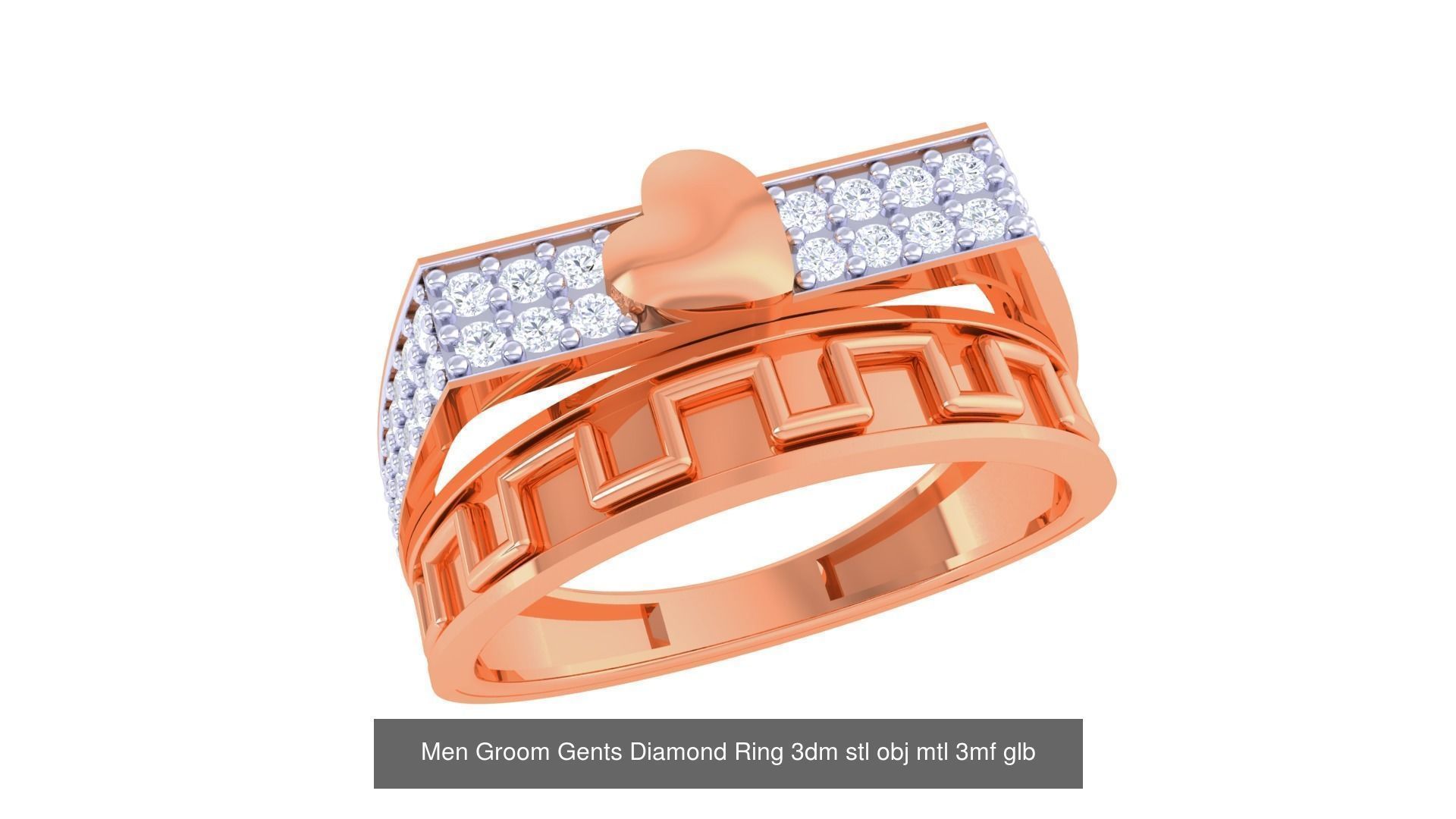 197 Men Groom Gents Diamond Ring 3dm stl obj mtl 3mf glb 3D Model Collection_101