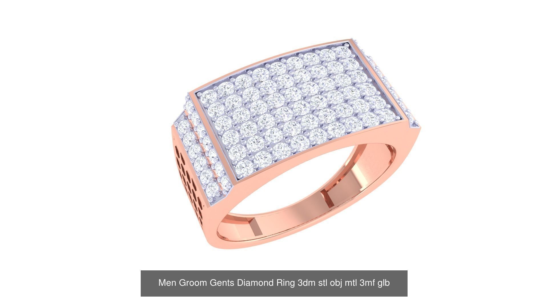 197 Men Groom Gents Diamond Ring 3dm stl obj mtl 3mf glb 3D Model Collection_143