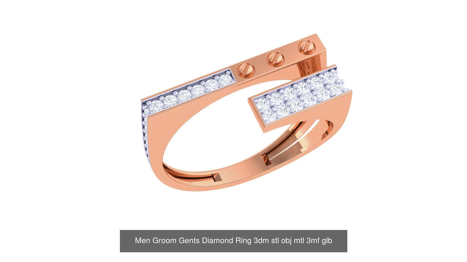 197 Men Groom Gents Diamond Ring 3dm stl obj mtl 3mf glb 3D Model Collection_161