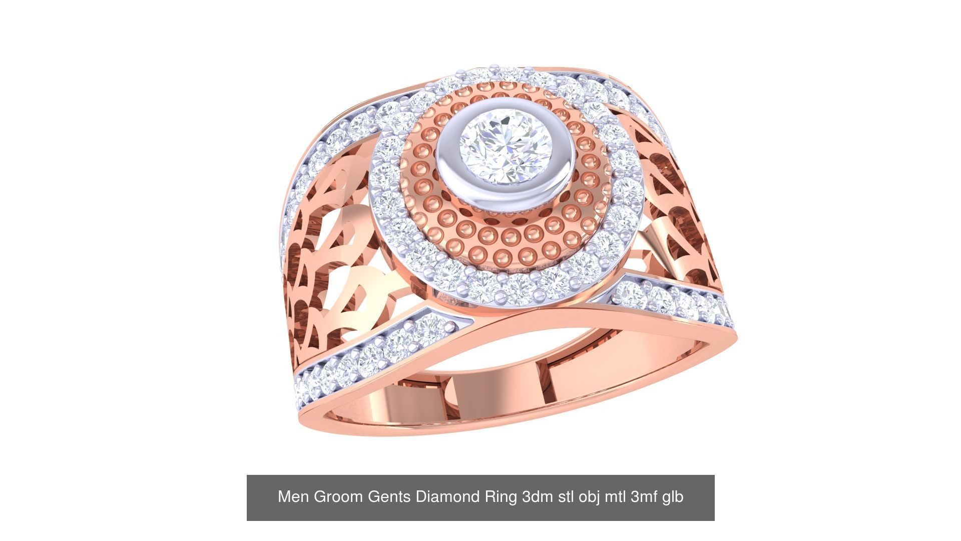 197 Men Groom Gents Diamond Ring 3dm stl obj mtl 3mf glb 3D Model Collection_120