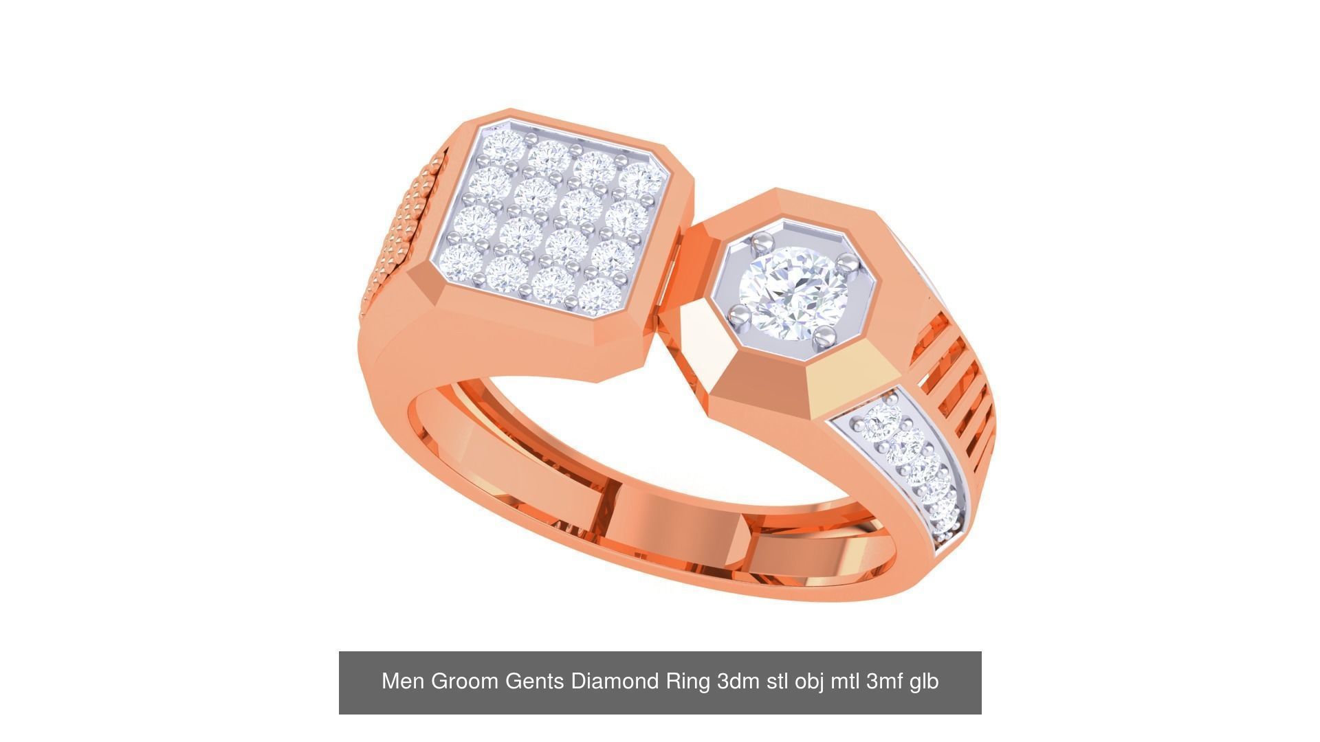 197 Men Groom Gents Diamond Ring 3dm stl obj mtl 3mf glb 3D Model Collection_17