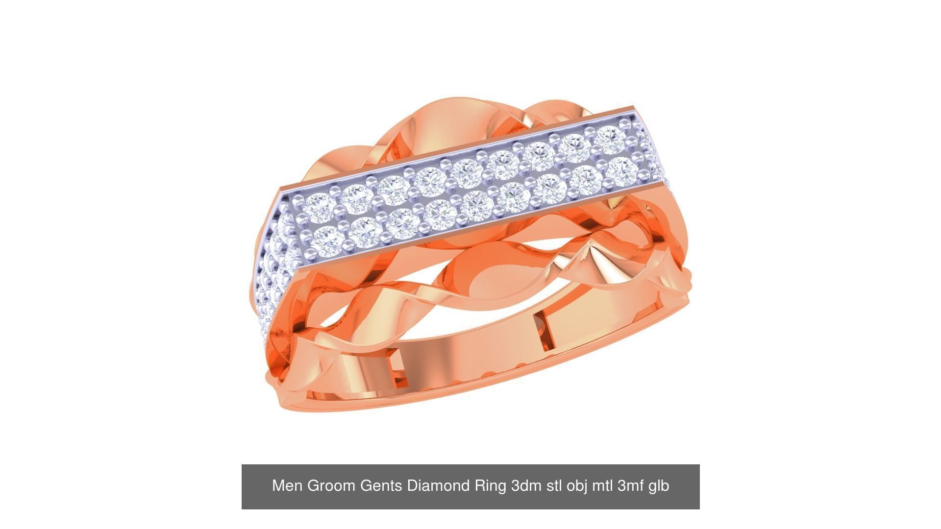 197 Men Groom Gents Diamond Ring 3dm stl obj mtl 3mf glb 3D Model Collection_100