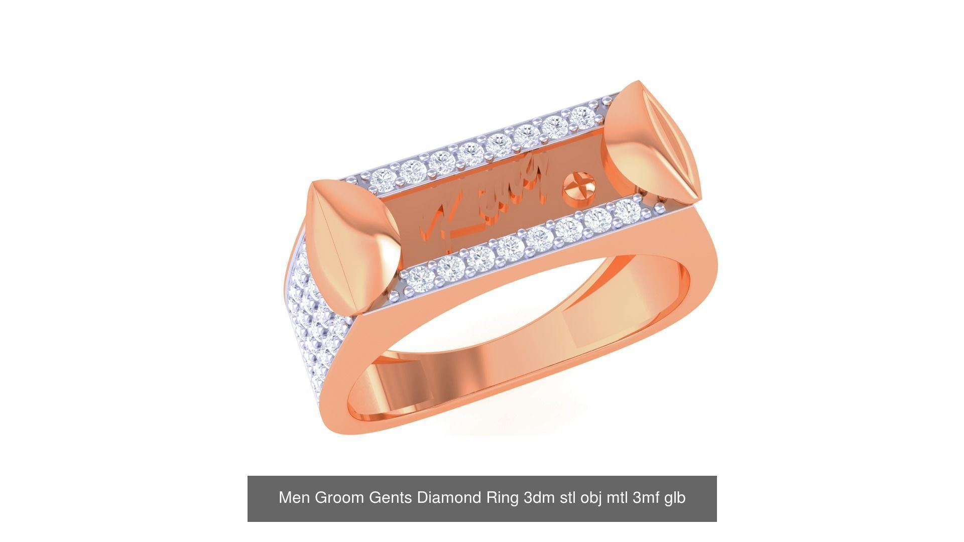 197 Men Groom Gents Diamond Ring 3dm stl obj mtl 3mf glb 3D Model Collection_63