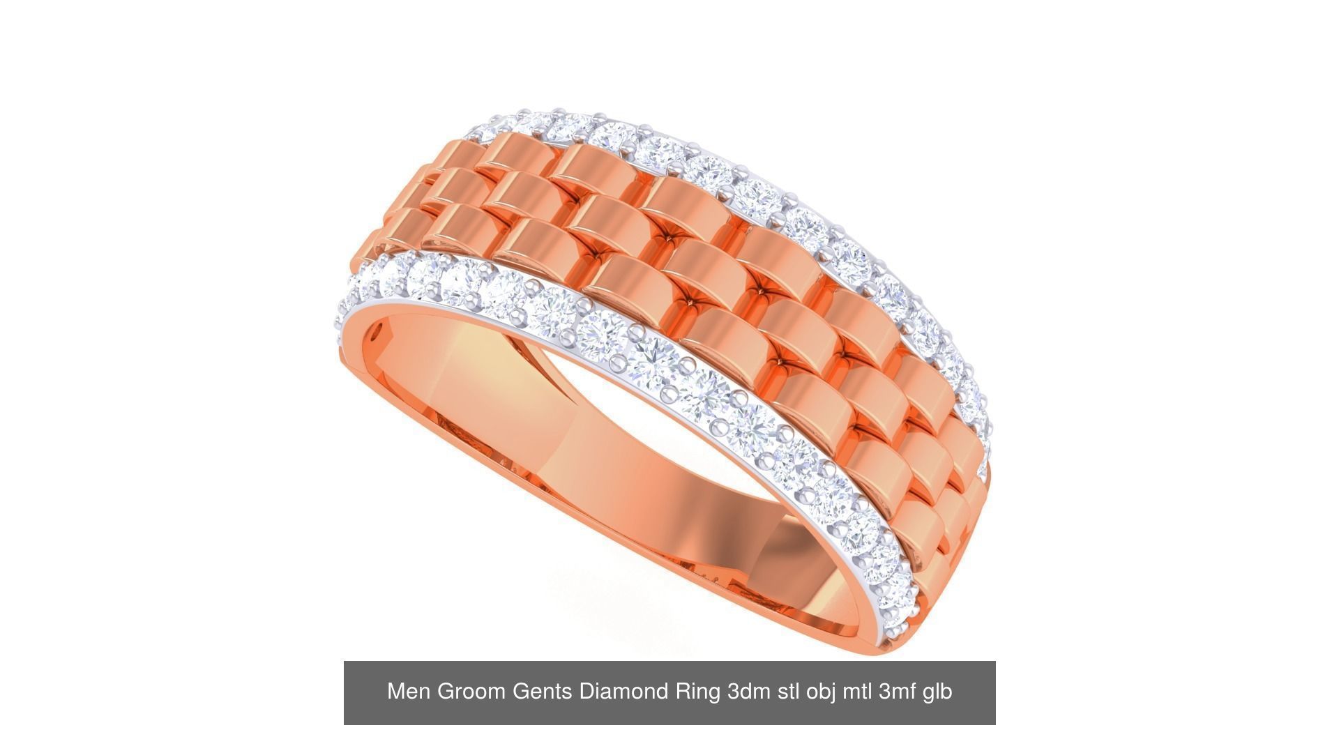 197 Men Groom Gents Diamond Ring 3dm stl obj mtl 3mf glb 3D Model Collection_33