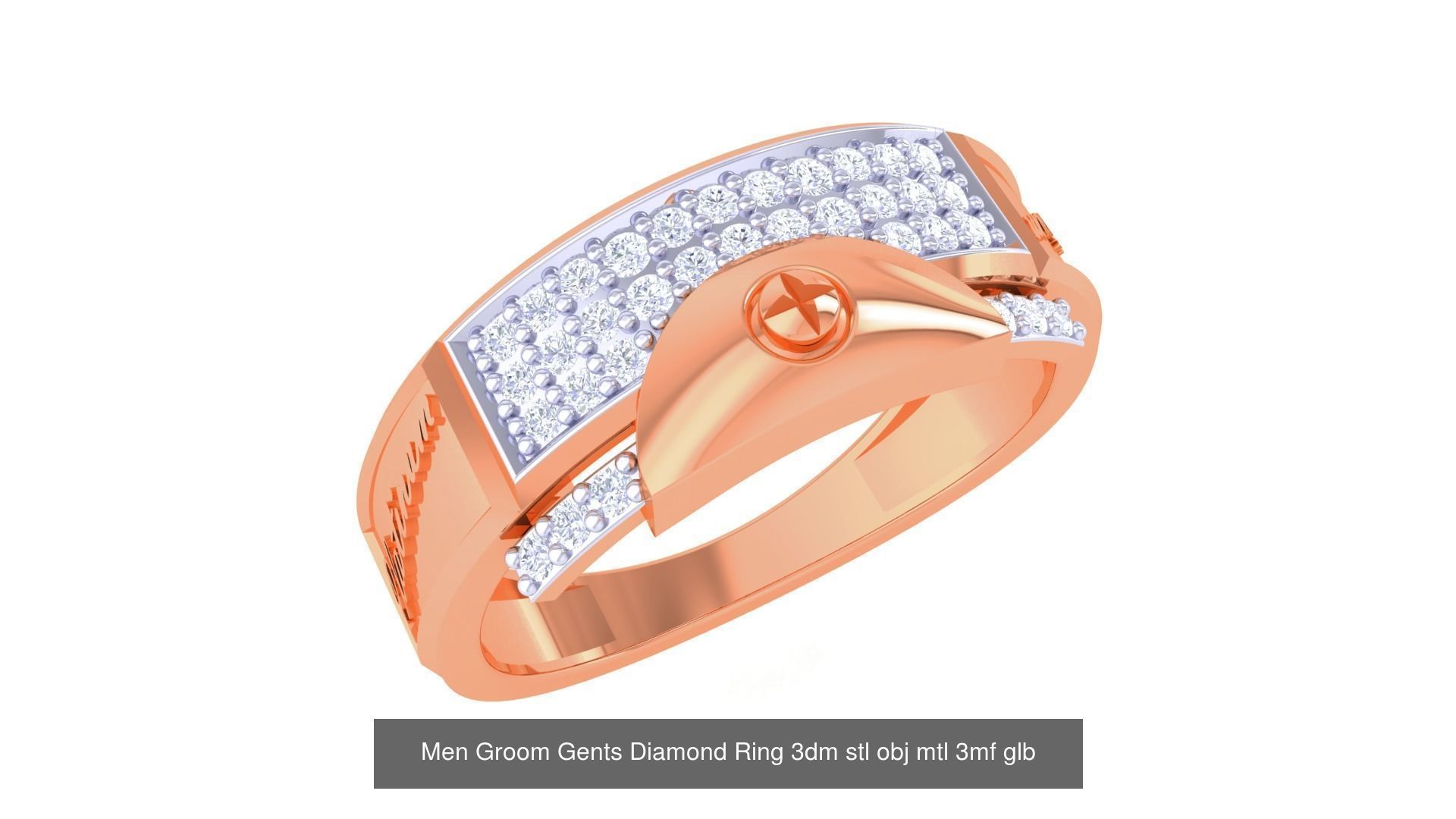 197 Men Groom Gents Diamond Ring 3dm stl obj mtl 3mf glb 3D Model Collection_65