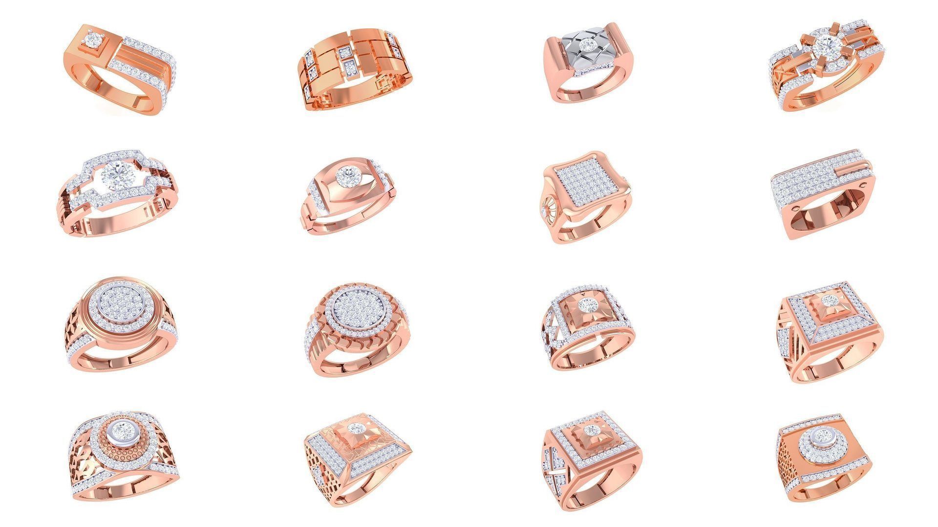 197 Men Groom Gents Diamond Ring 3dm stl obj mtl 3mf glb 3D Model Collection_6