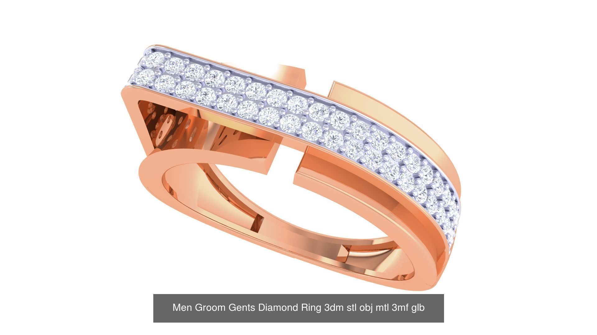 197 Men Groom Gents Diamond Ring 3dm stl obj mtl 3mf glb 3D Model Collection_164