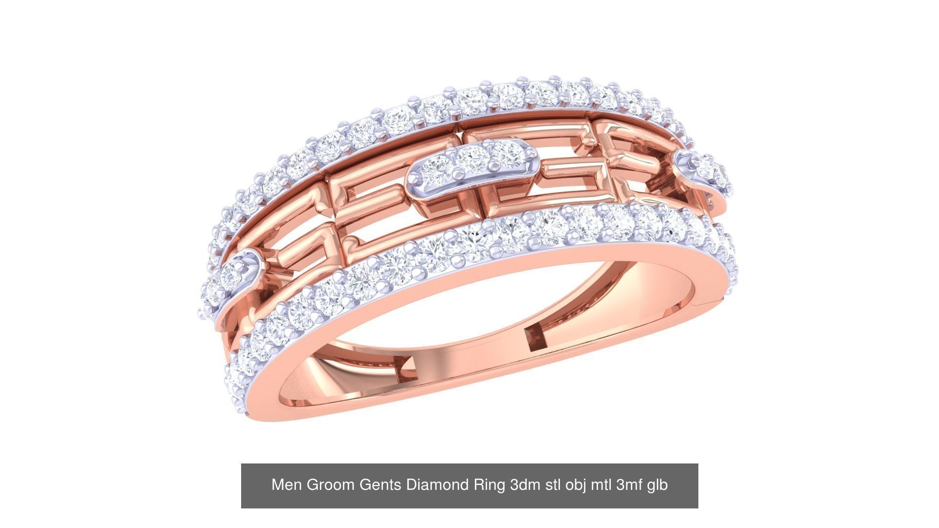 197 Men Groom Gents Diamond Ring 3dm stl obj mtl 3mf glb 3D Model Collection_171