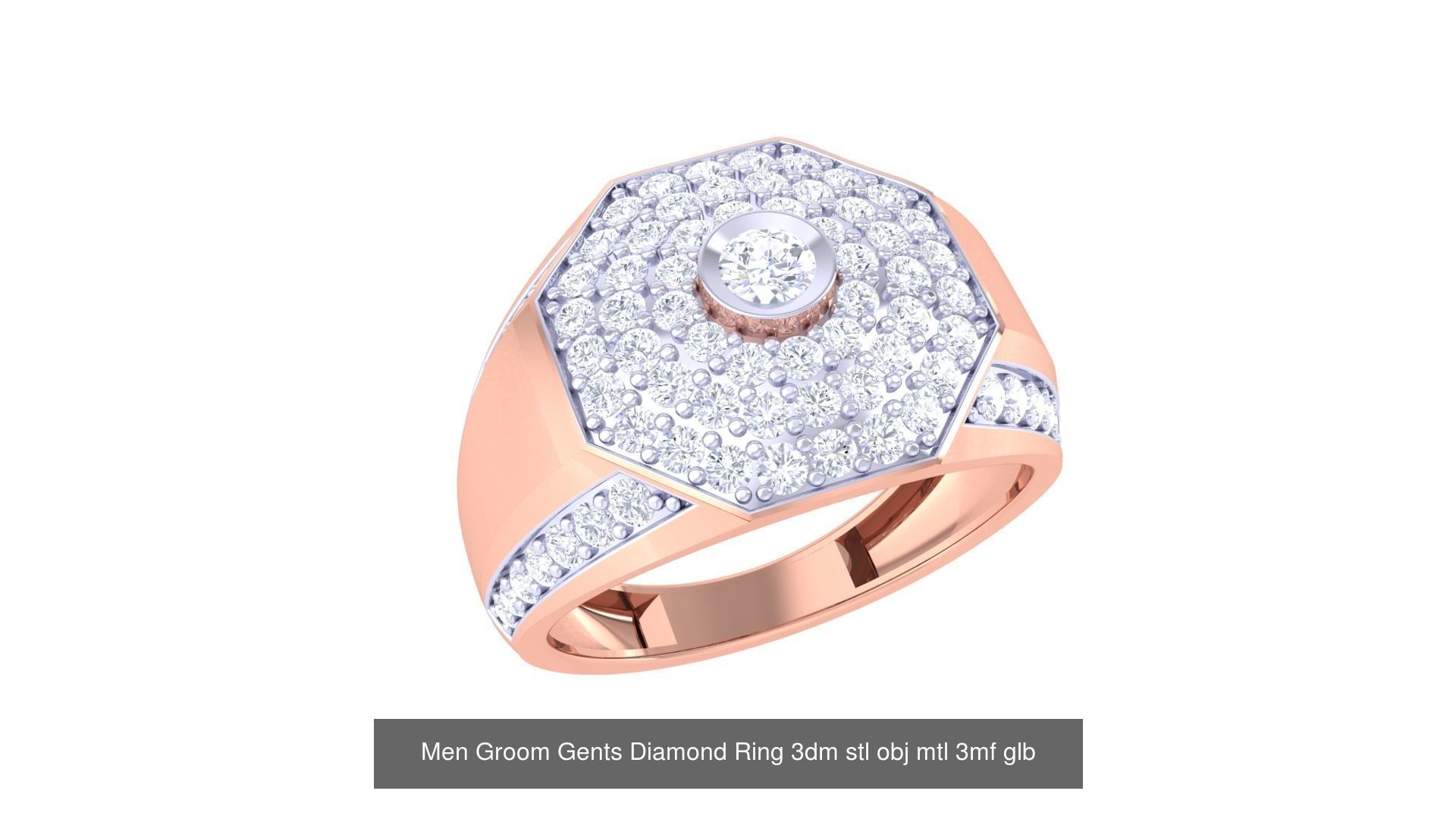 197 Men Groom Gents Diamond Ring 3dm stl obj mtl 3mf glb 3D Model Collection_145