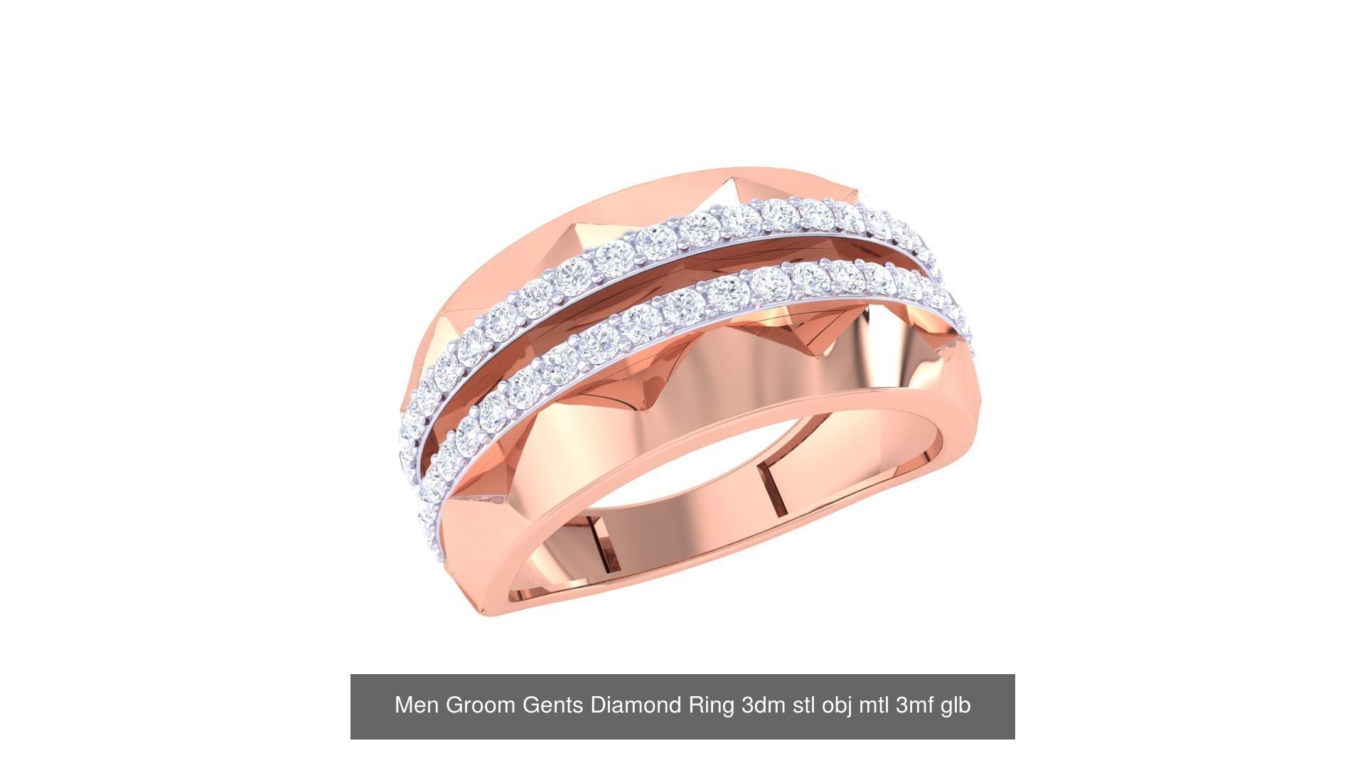 197 Men Groom Gents Diamond Ring 3dm stl obj mtl 3mf glb 3D Model Collection_186