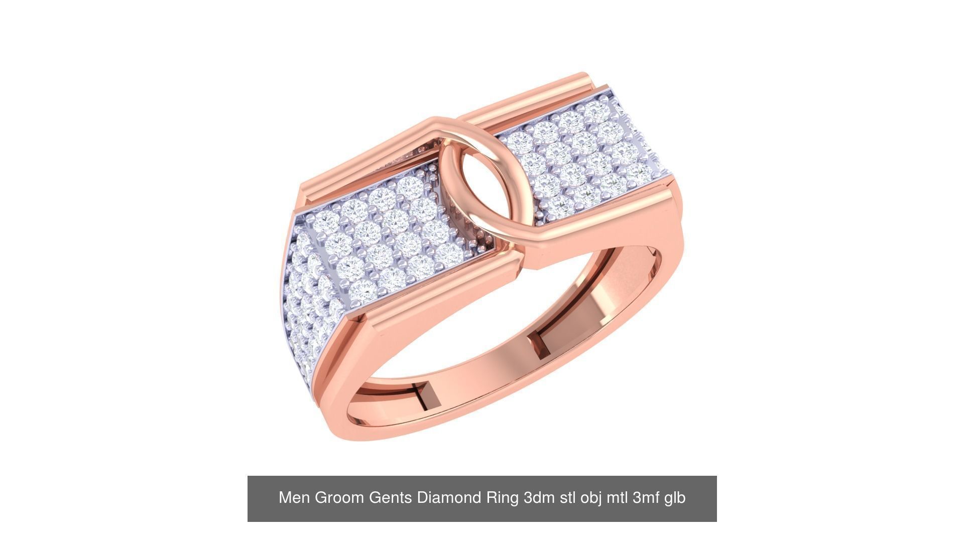 197 Men Groom Gents Diamond Ring 3dm stl obj mtl 3mf glb 3D Model Collection_166