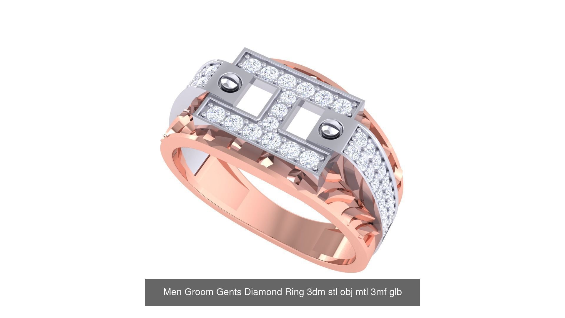 197 Men Groom Gents Diamond Ring 3dm stl obj mtl 3mf glb 3D Model Collection_42