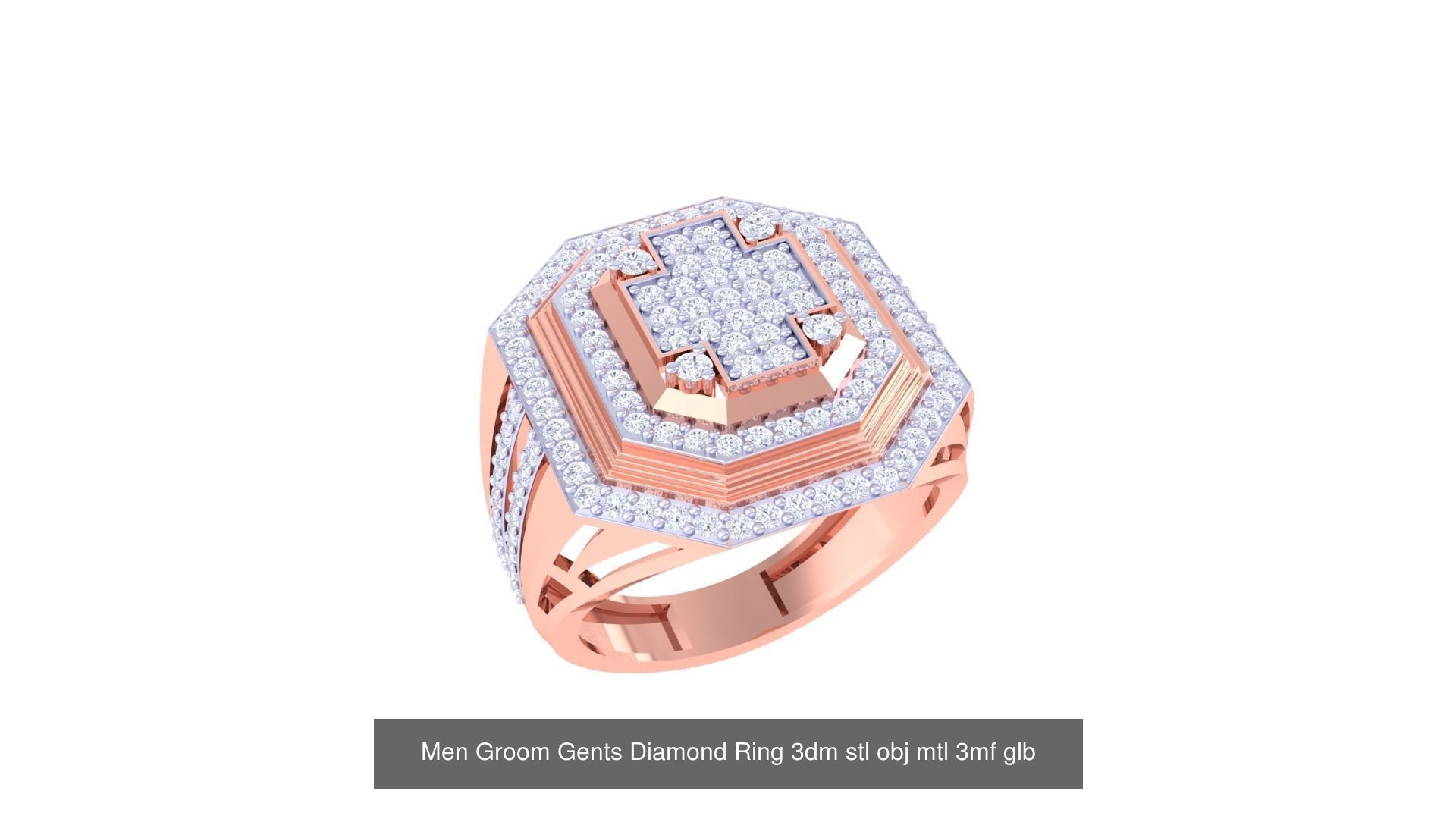 197 Men Groom Gents Diamond Ring 3dm stl obj mtl 3mf glb 3D Model Collection_57