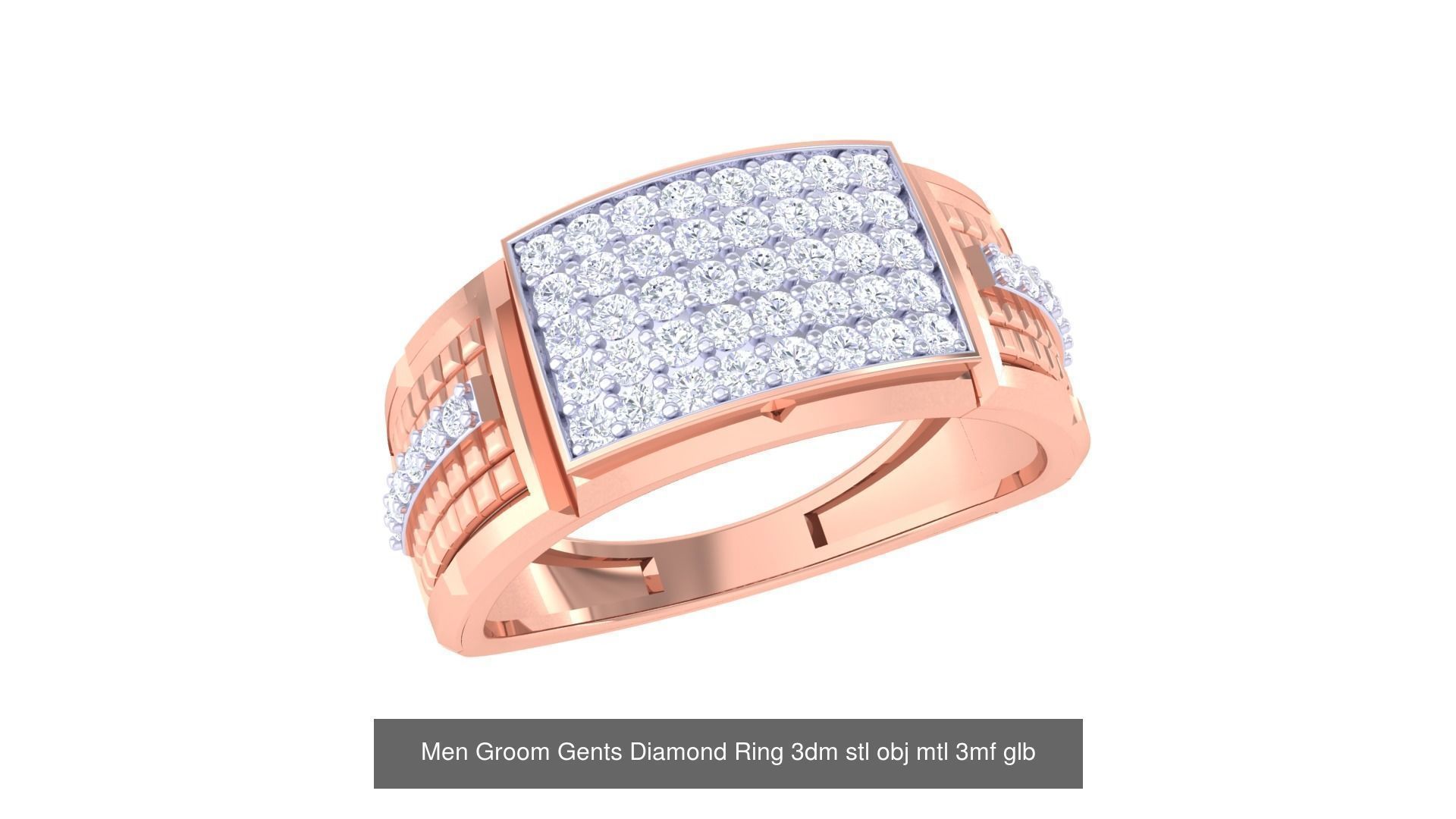 197 Men Groom Gents Diamond Ring 3dm stl obj mtl 3mf glb 3D Model Collection_188