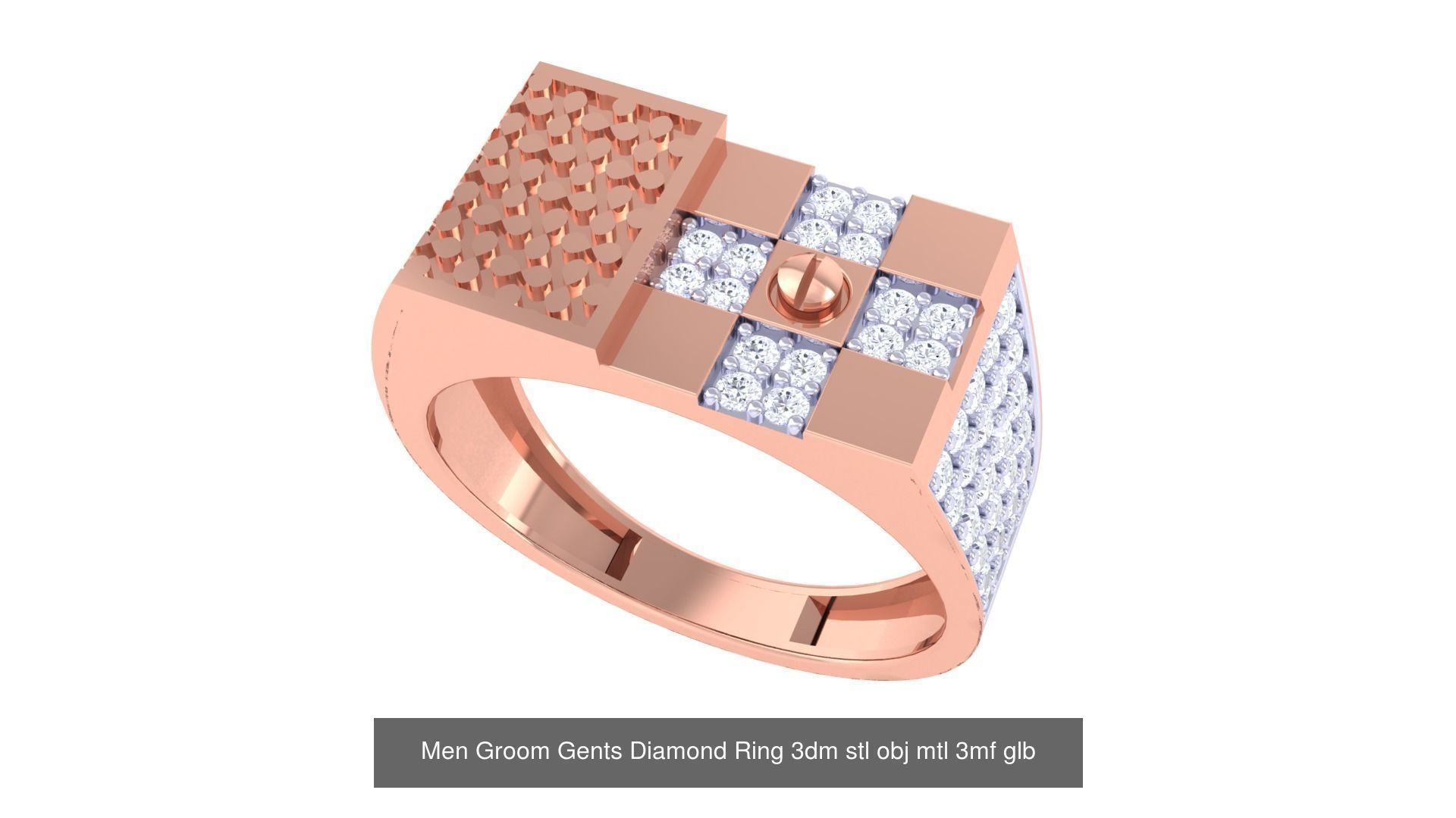 197 Men Groom Gents Diamond Ring 3dm stl obj mtl 3mf glb 3D Model Collection_176