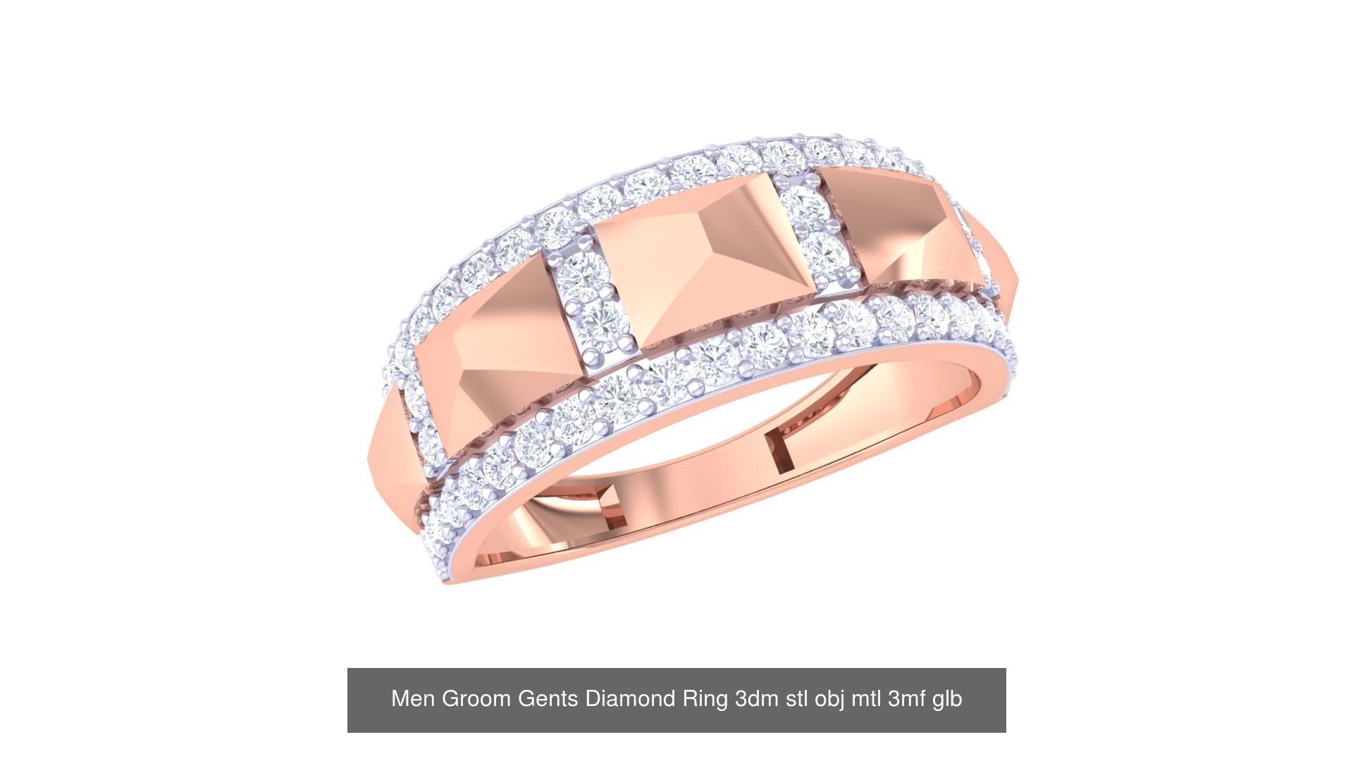 197 Men Groom Gents Diamond Ring 3dm stl obj mtl 3mf glb 3D Model Collection_181