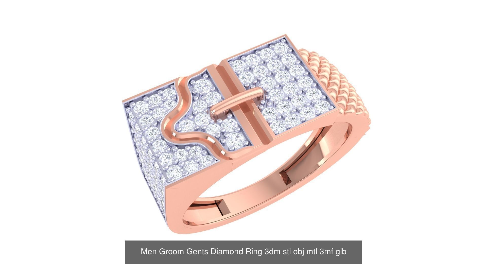 197 Men Groom Gents Diamond Ring 3dm stl obj mtl 3mf glb 3D Model Collection_148