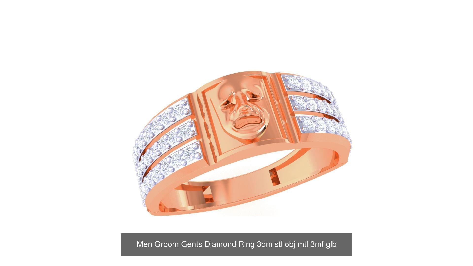 197 Men Groom Gents Diamond Ring 3dm stl obj mtl 3mf glb 3D Model Collection_76