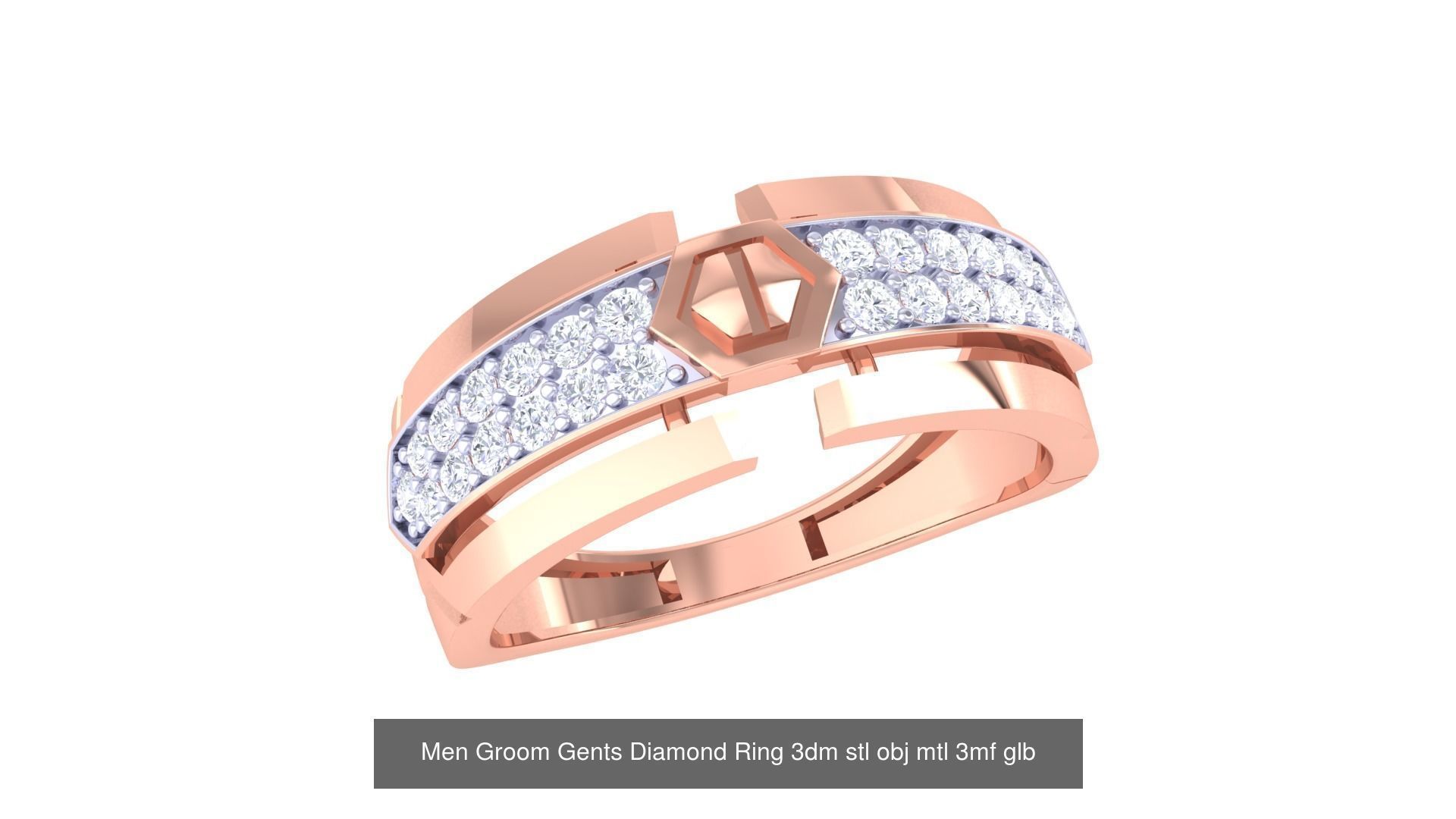 197 Men Groom Gents Diamond Ring 3dm stl obj mtl 3mf glb 3D Model Collection_192