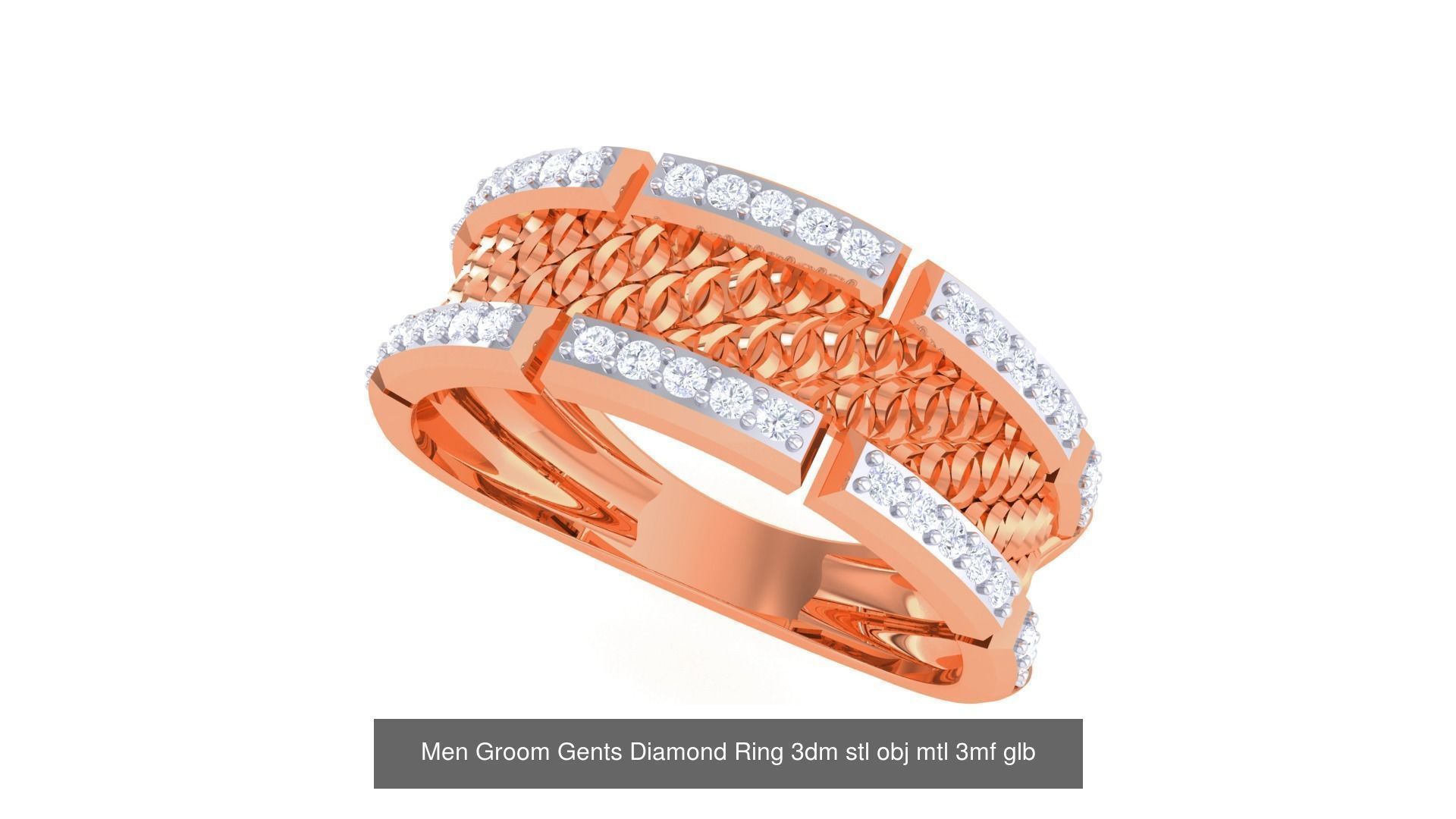 197 Men Groom Gents Diamond Ring 3dm stl obj mtl 3mf glb 3D Model Collection_39