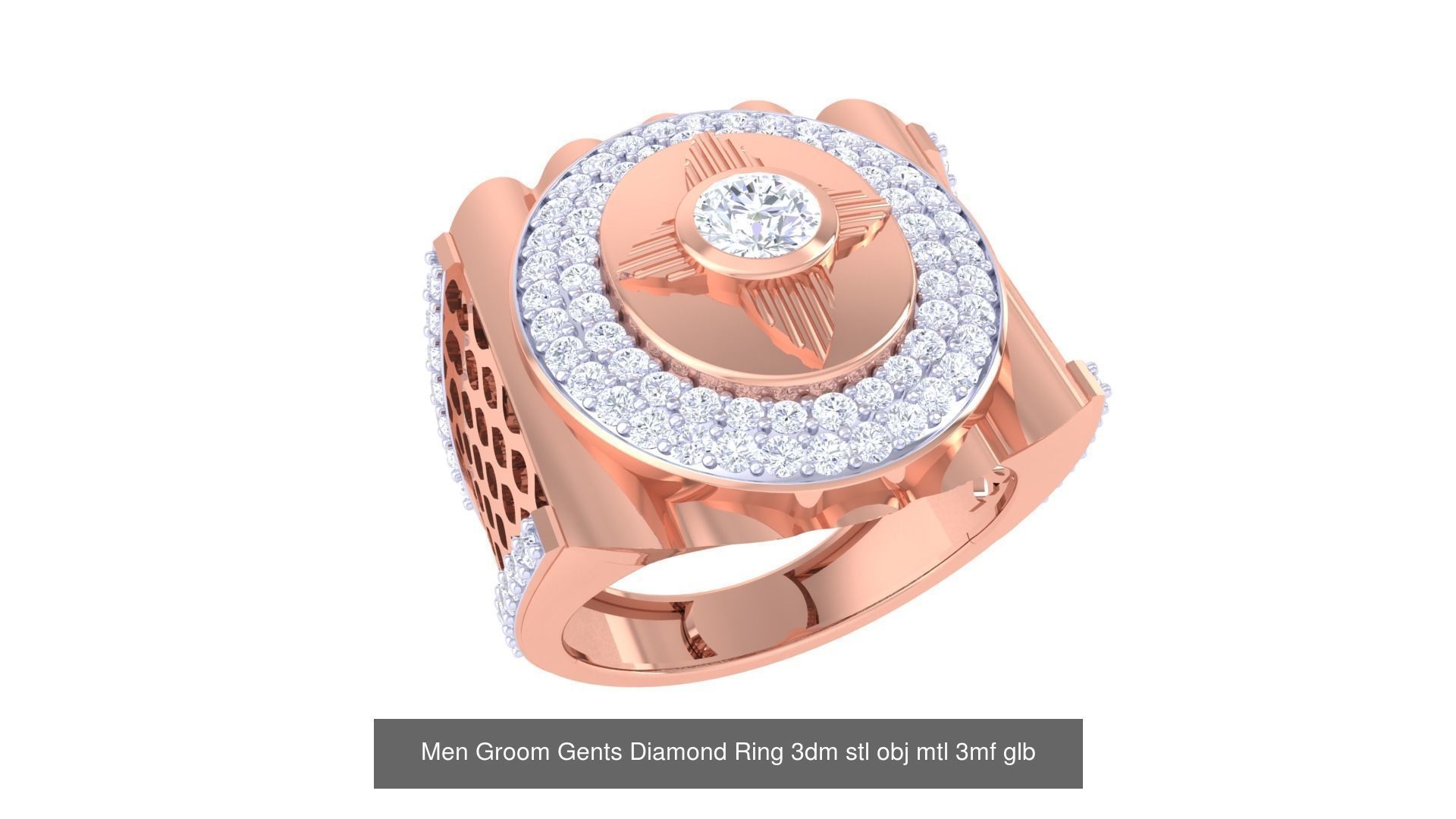 197 Men Groom Gents Diamond Ring 3dm stl obj mtl 3mf glb 3D Model Collection_130