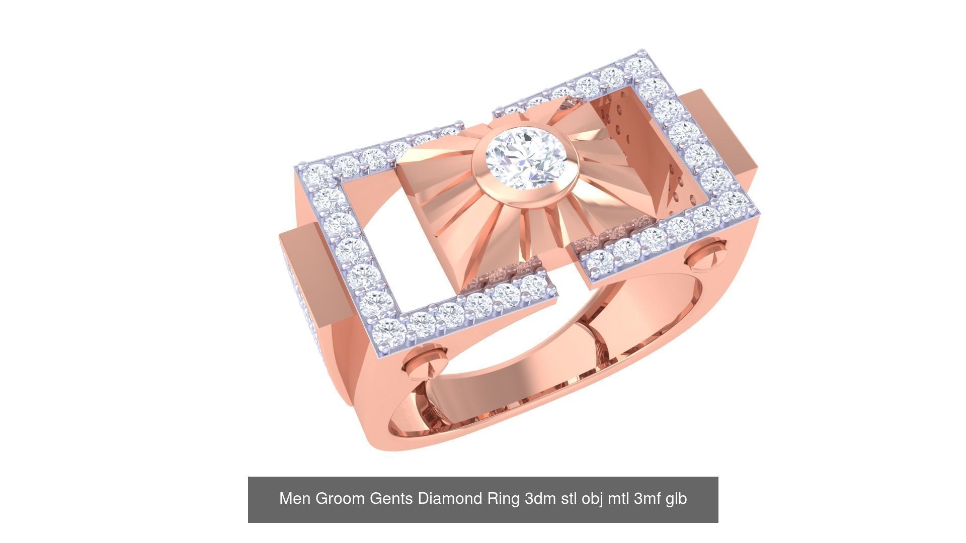 197 Men Groom Gents Diamond Ring 3dm stl obj mtl 3mf glb 3D Model Collection_138