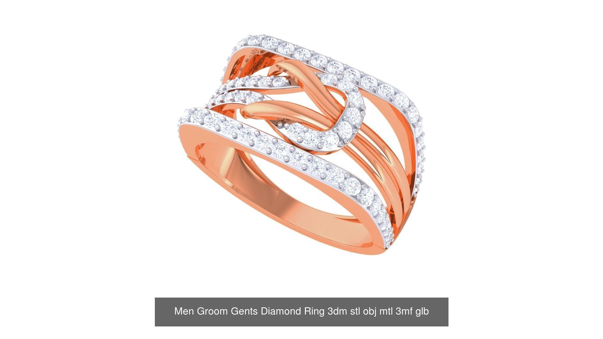 197 Men Groom Gents Diamond Ring 3dm stl obj mtl 3mf glb 3D Model Collection_31