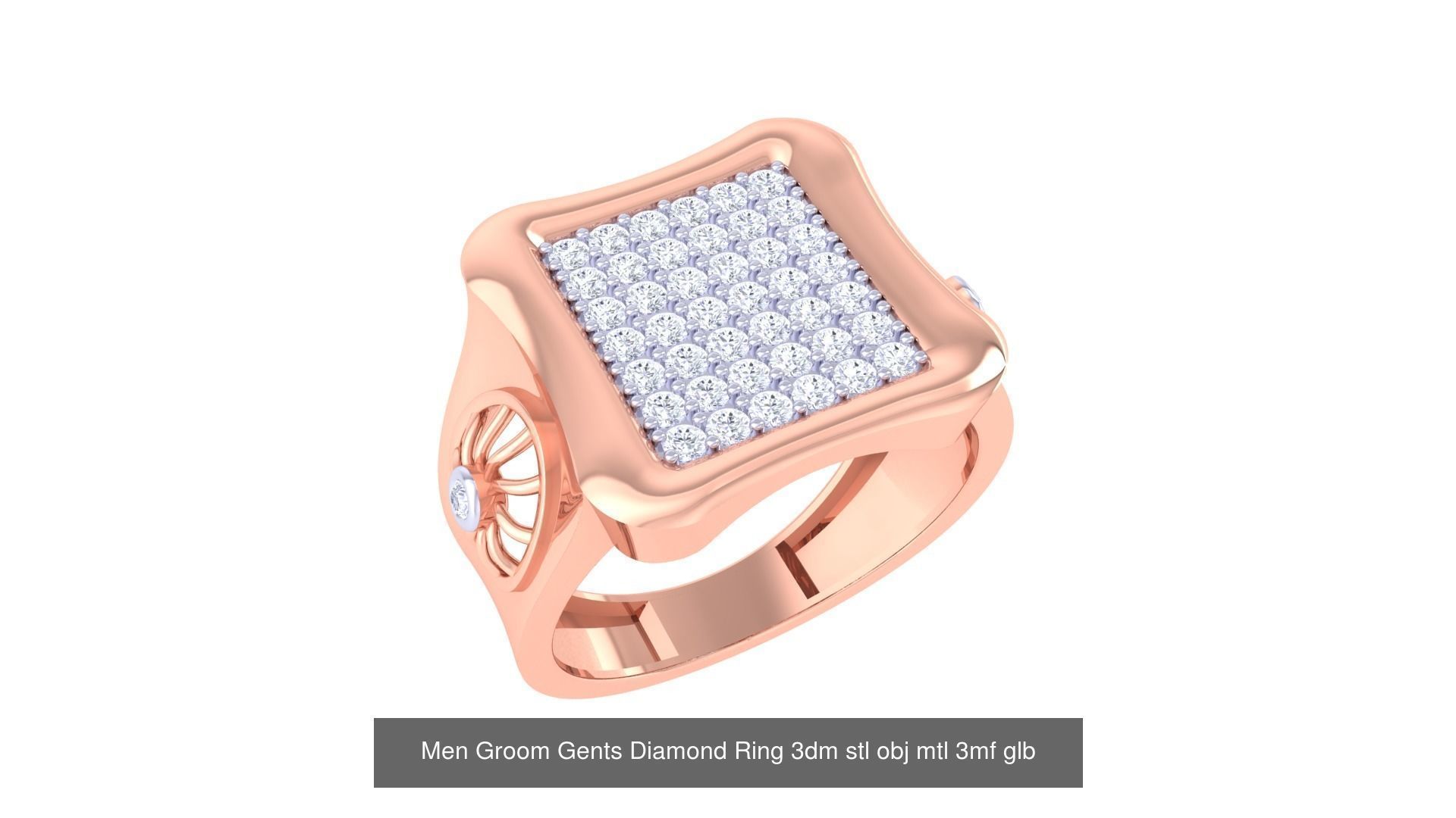 197 Men Groom Gents Diamond Ring 3dm stl obj mtl 3mf glb 3D Model Collection_114