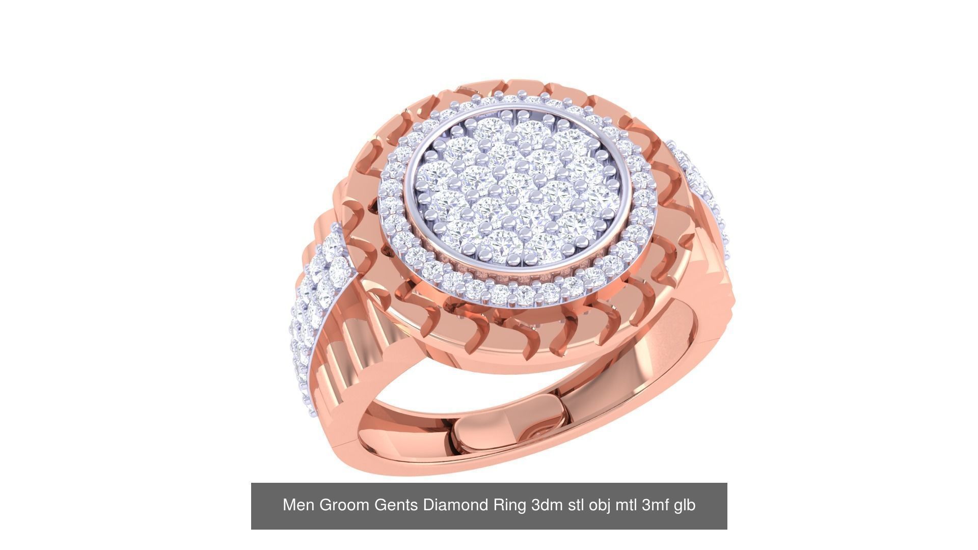 197 Men Groom Gents Diamond Ring 3dm stl obj mtl 3mf glb 3D Model Collection_117