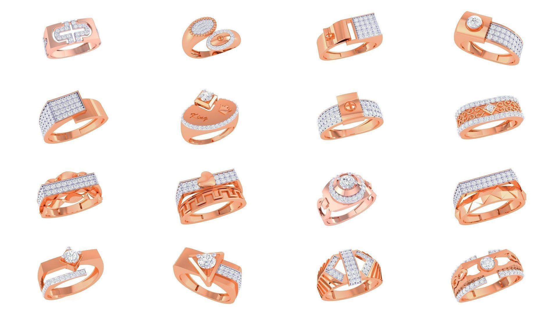 197 Men Groom Gents Diamond Ring 3dm stl obj mtl 3mf glb 3D Model Collection_5