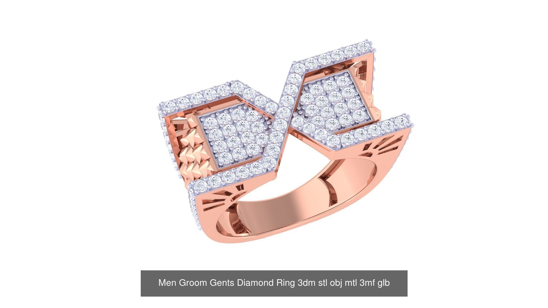 197 Men Groom Gents Diamond Ring 3dm stl obj mtl 3mf glb 3D Model Collection_137