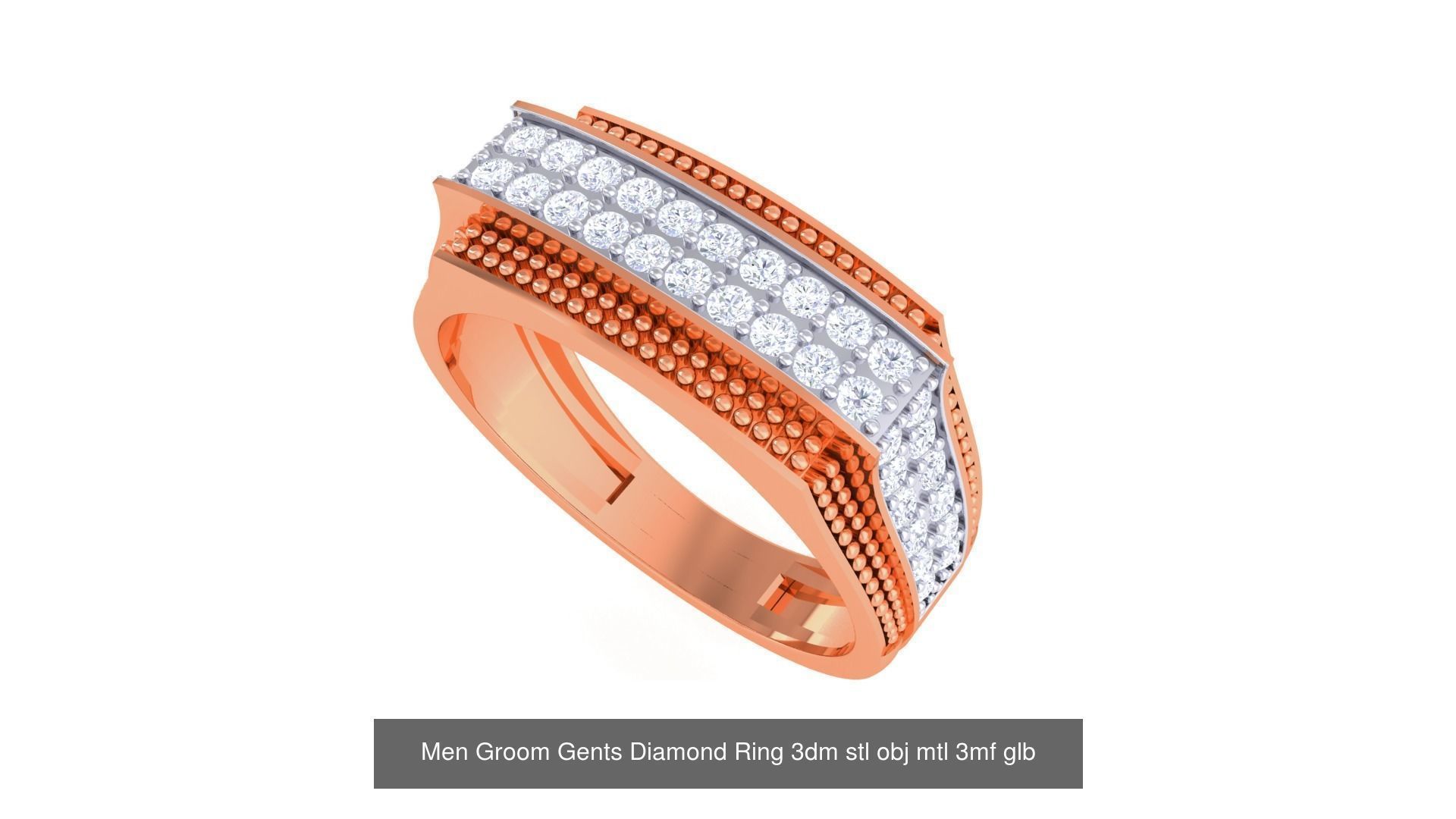 197 Men Groom Gents Diamond Ring 3dm stl obj mtl 3mf glb 3D Model Collection_13