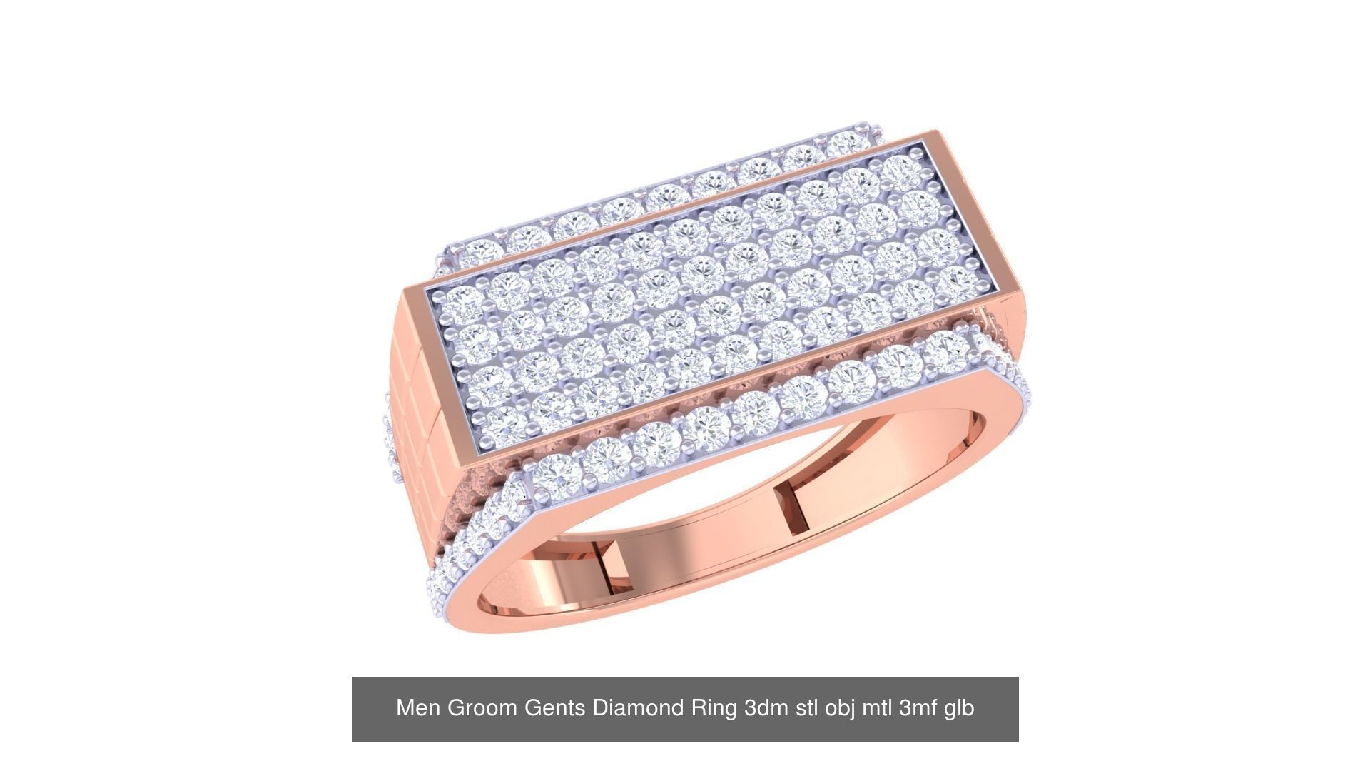 197 Men Groom Gents Diamond Ring 3dm stl obj mtl 3mf glb 3D Model Collection_146