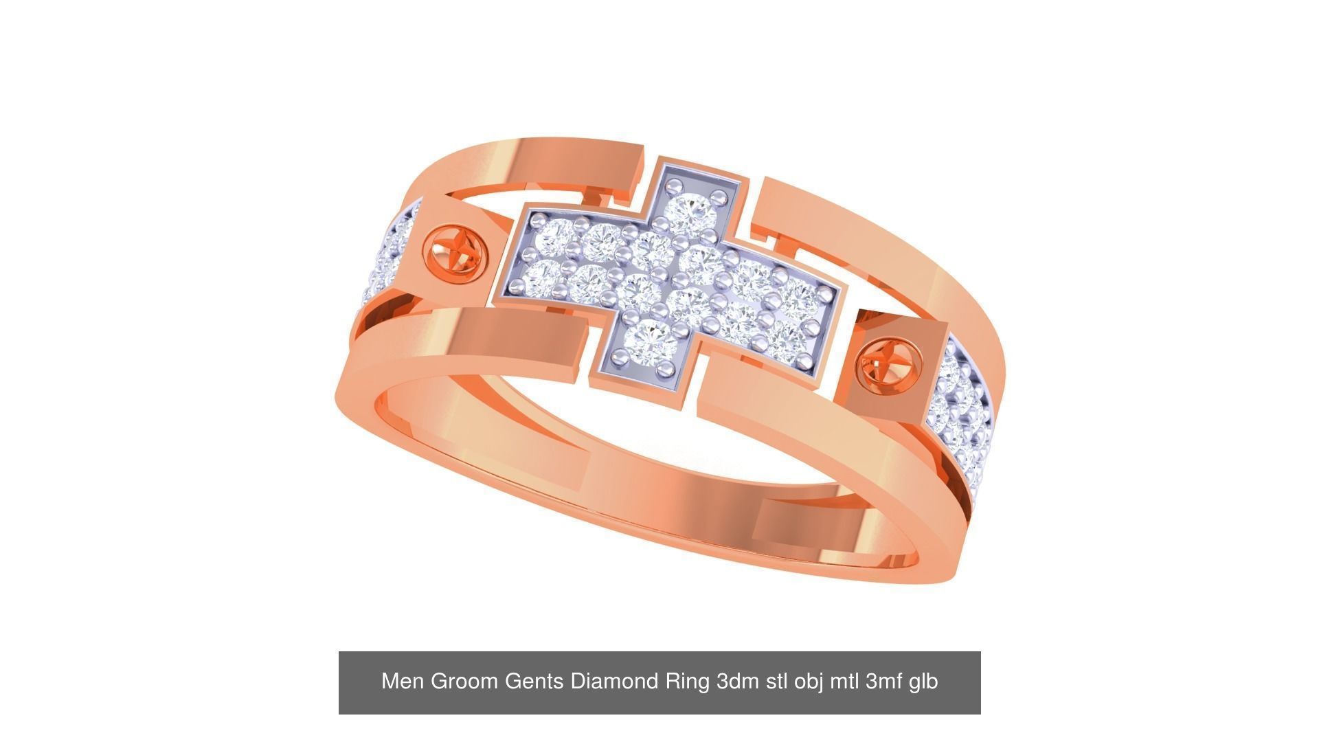 197 Men Groom Gents Diamond Ring 3dm stl obj mtl 3mf glb 3D Model Collection_88