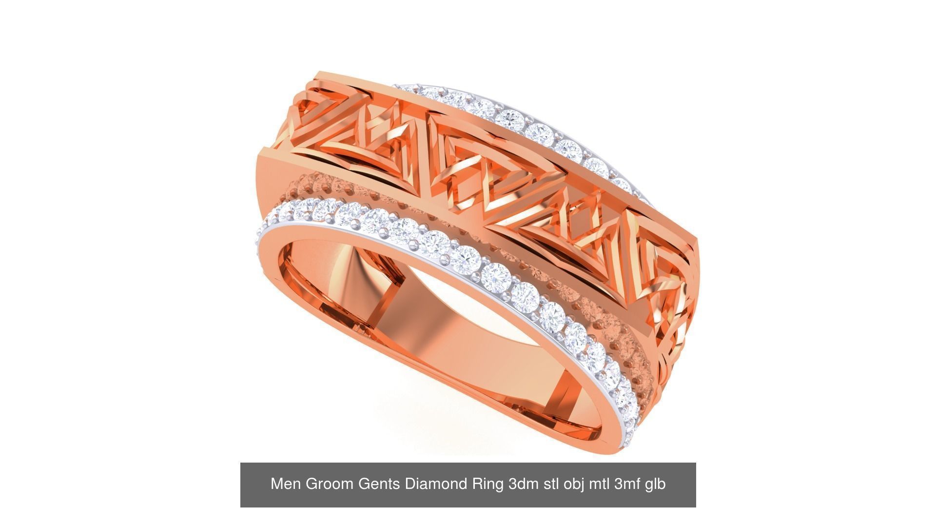 197 Men Groom Gents Diamond Ring 3dm stl obj mtl 3mf glb 3D Model Collection_37