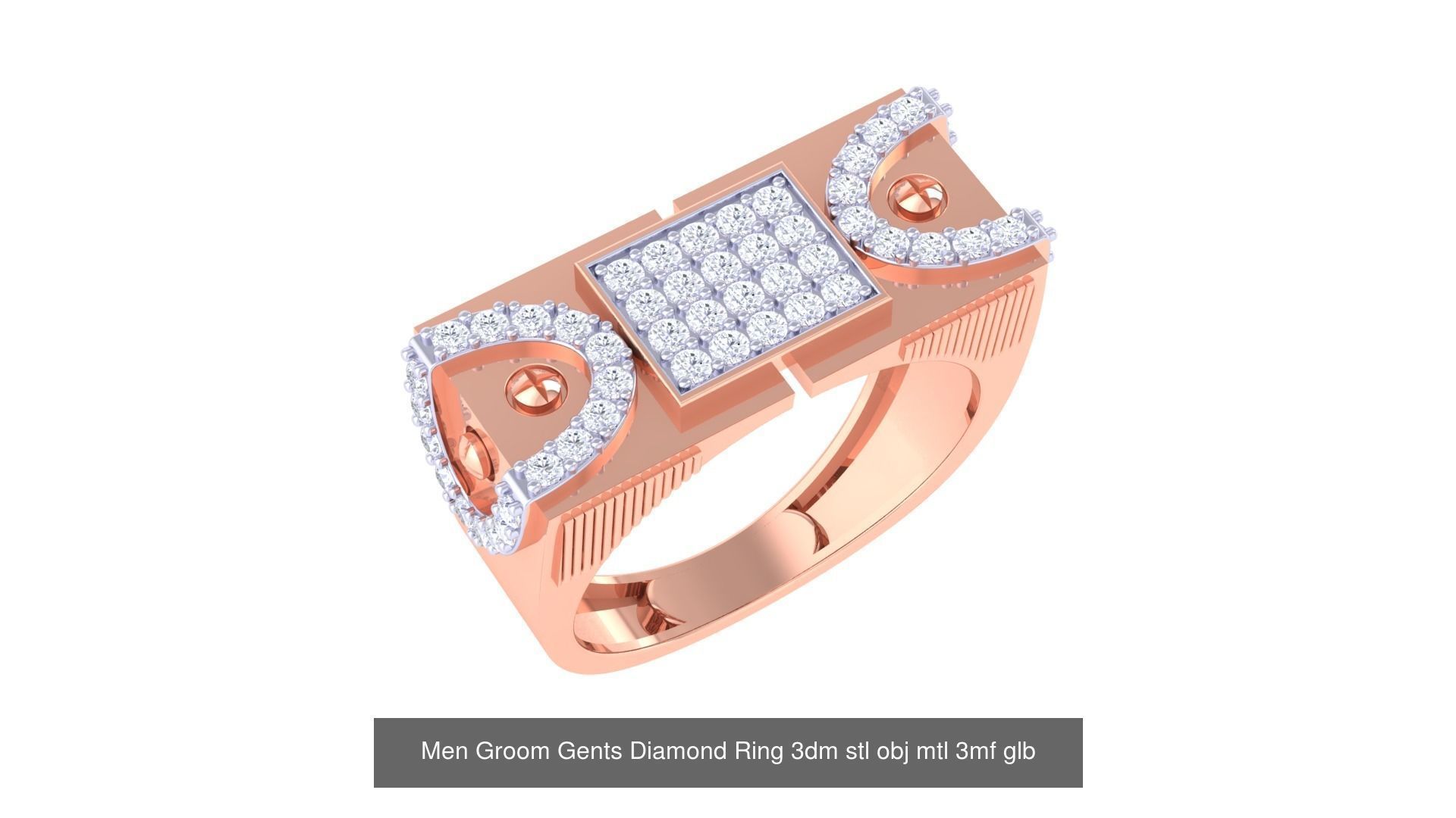 197 Men Groom Gents Diamond Ring 3dm stl obj mtl 3mf glb 3D Model Collection_133