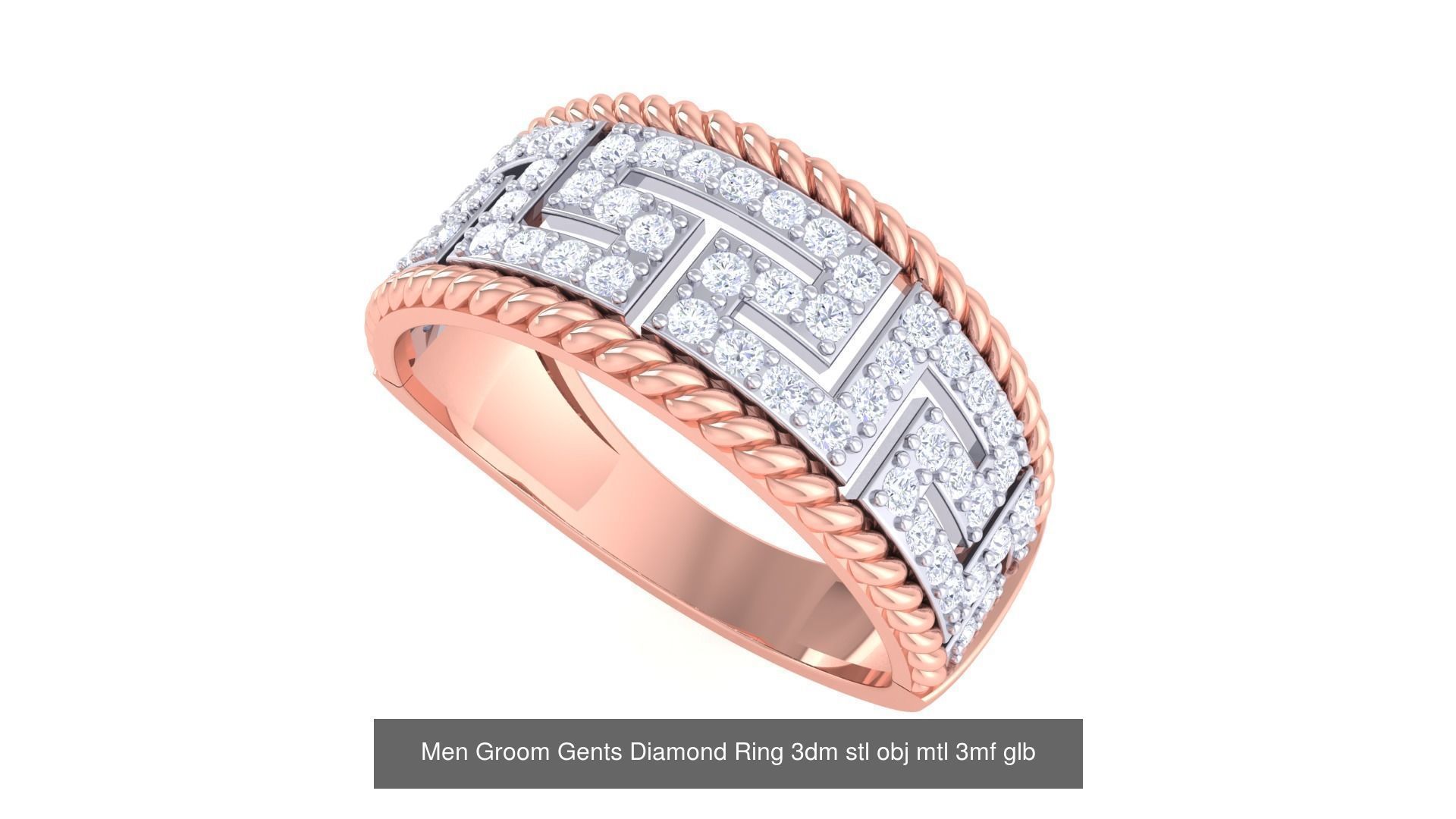 197 Men Groom Gents Diamond Ring 3dm stl obj mtl 3mf glb 3D Model Collection_32